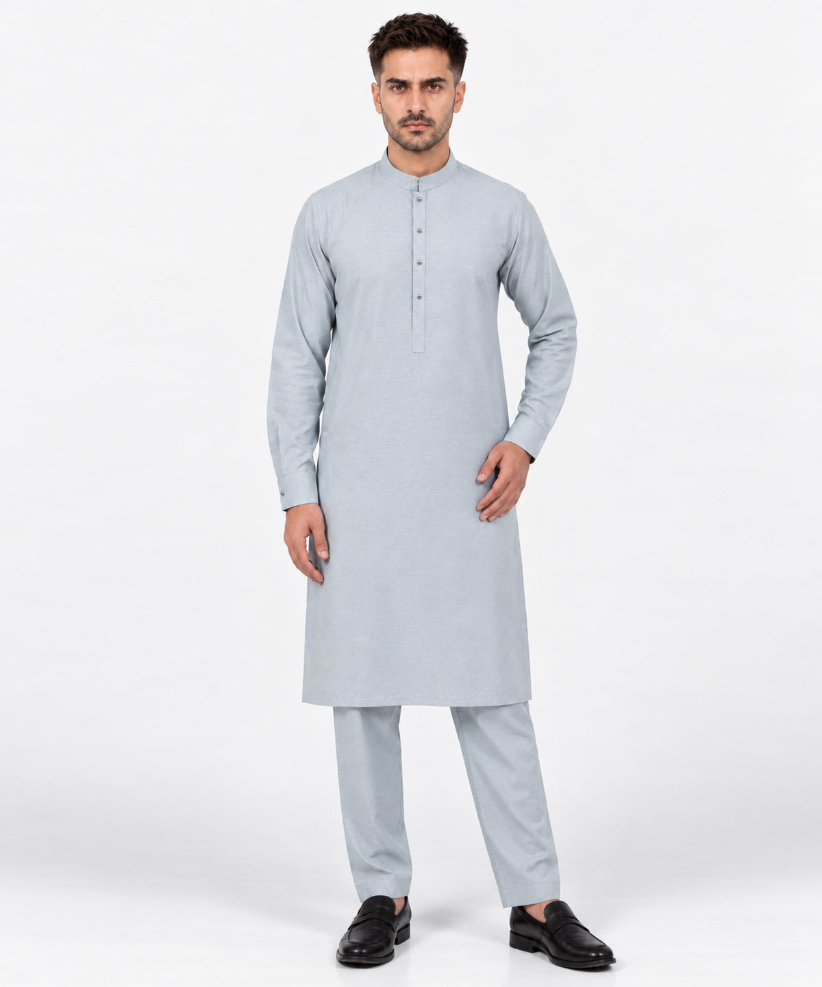 Ash Grey Plain Kurta Trousers