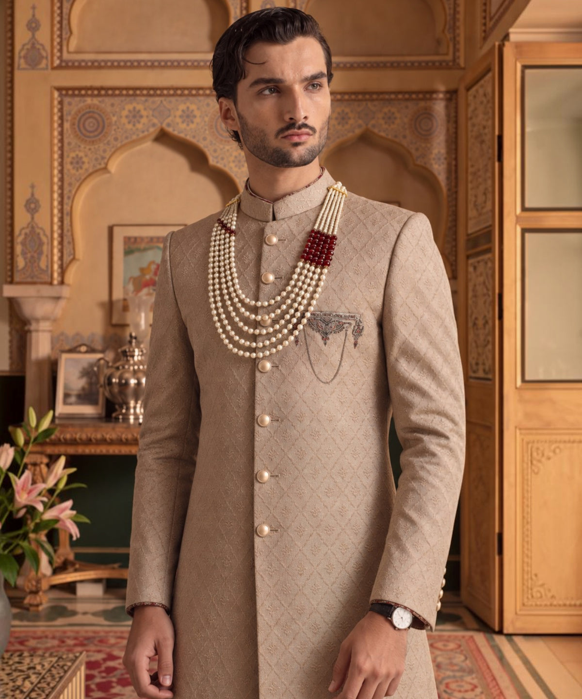 Beige Sherwani
