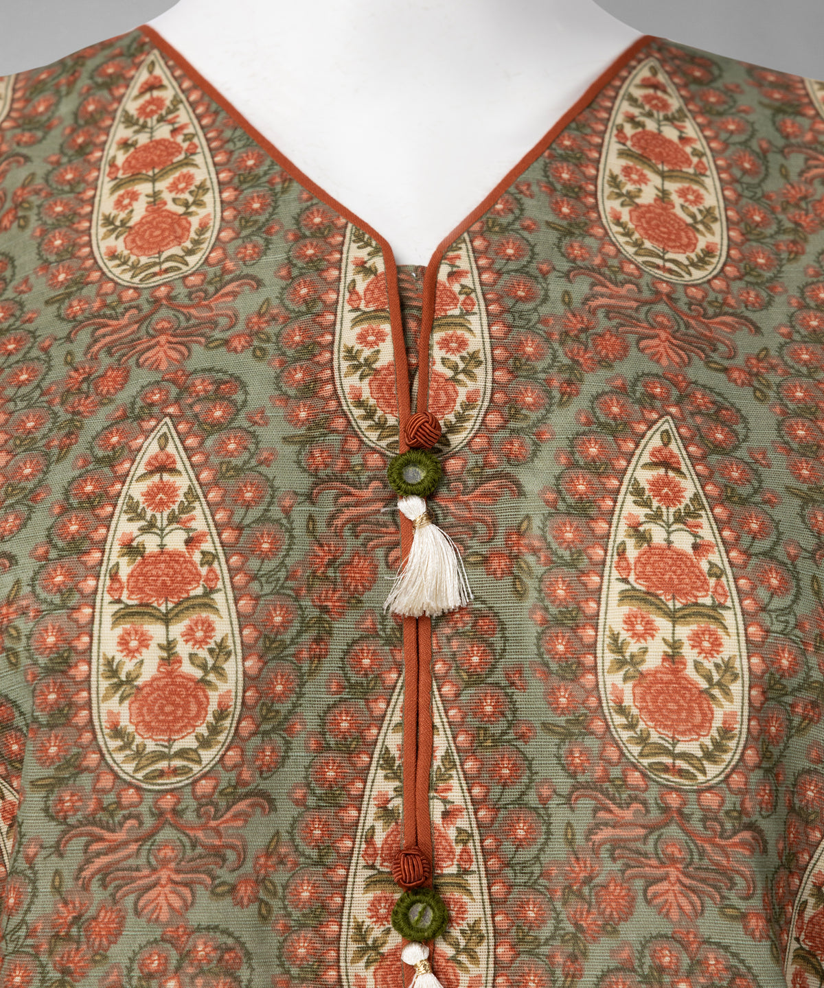 Green Printed Khaddar Slub Unstitched 3Pc