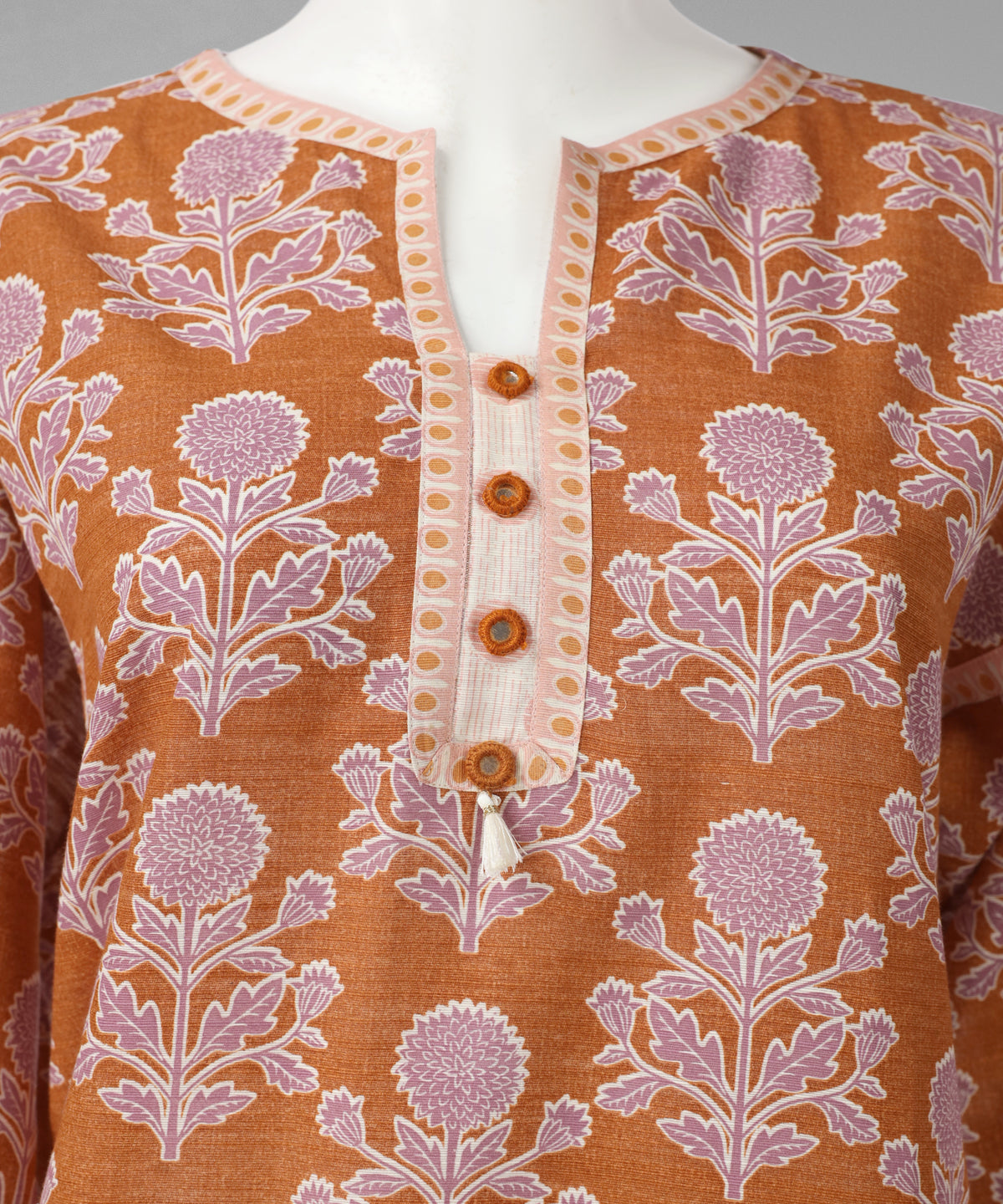 Orange Printed Khaddar Slub Unstitched 3Pc