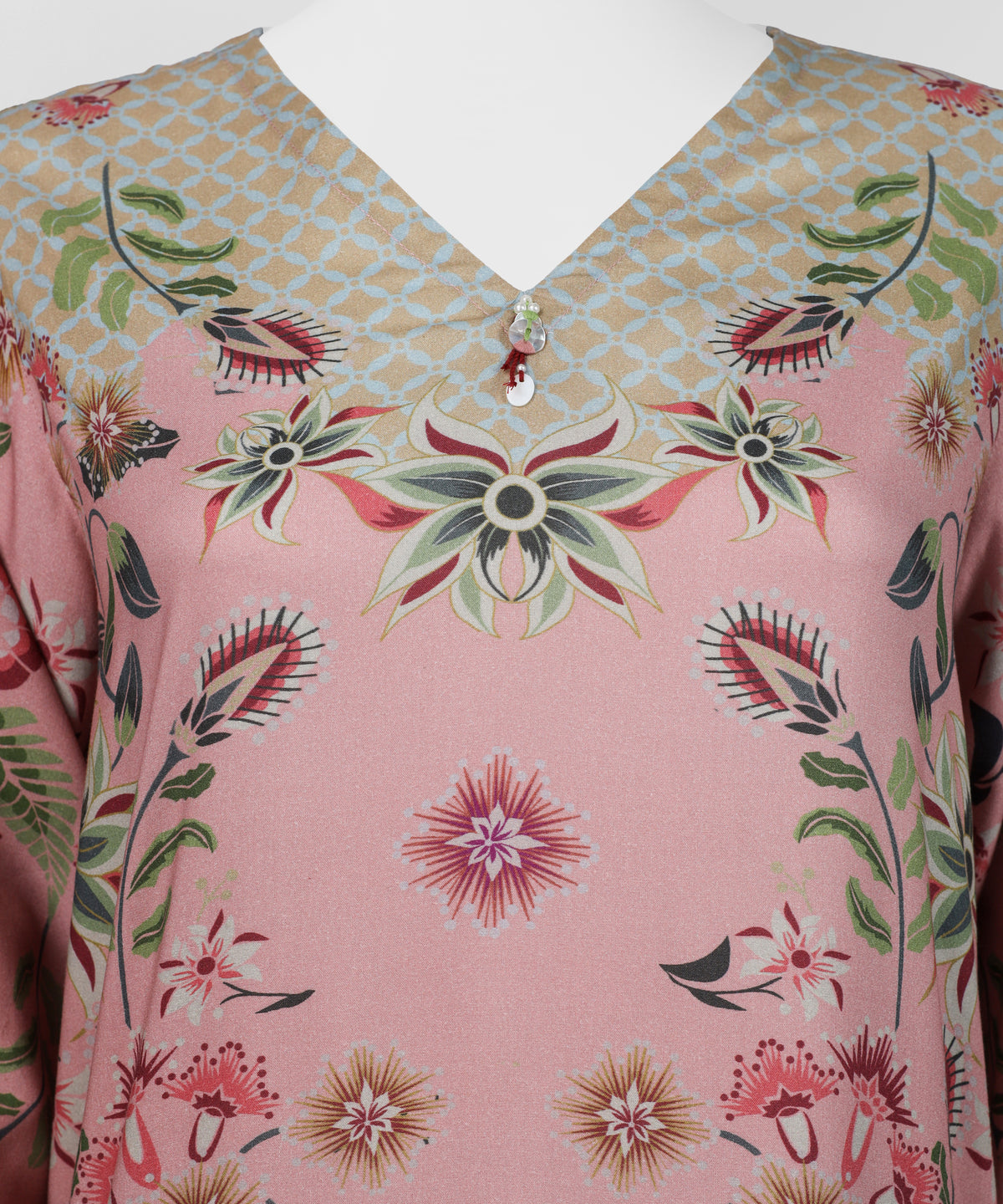 Tea Pink Printed Viscose Linen Co-Ord Set