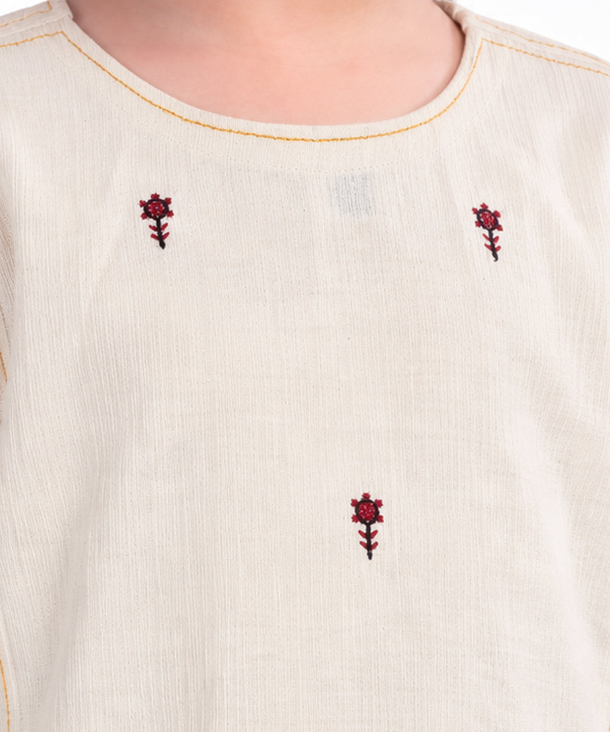 Off White Embroidered Dobby Stitched 2Pc