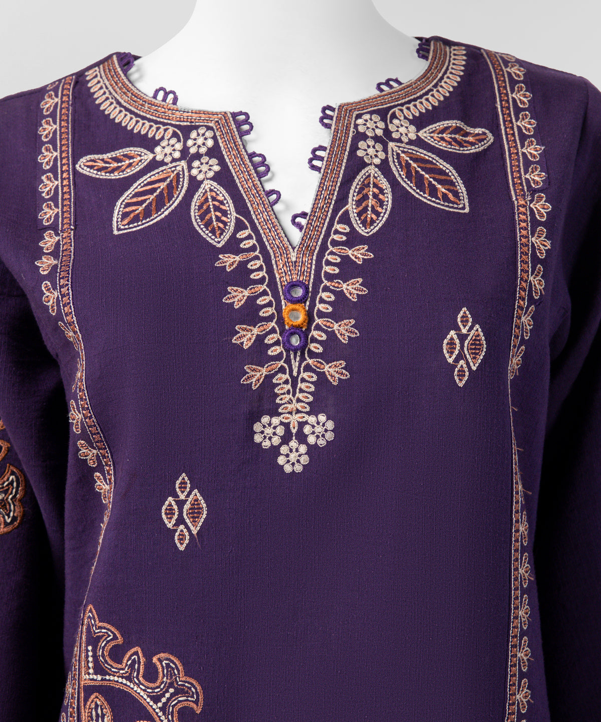Purple Embroidered Khaddar Slub Co-Ord Set