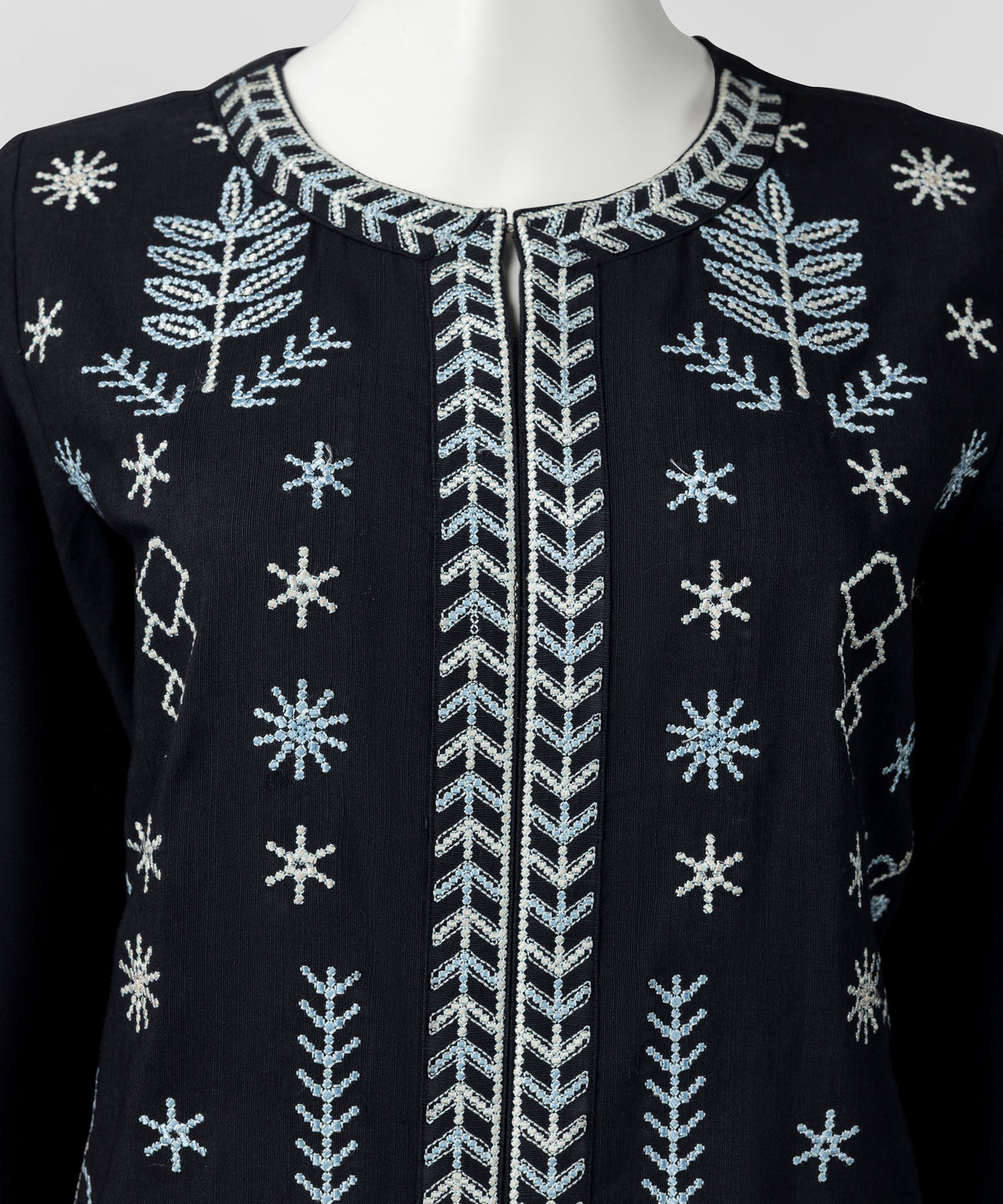 Black Embroidered Khaddar Slub Stitched 3Pc
