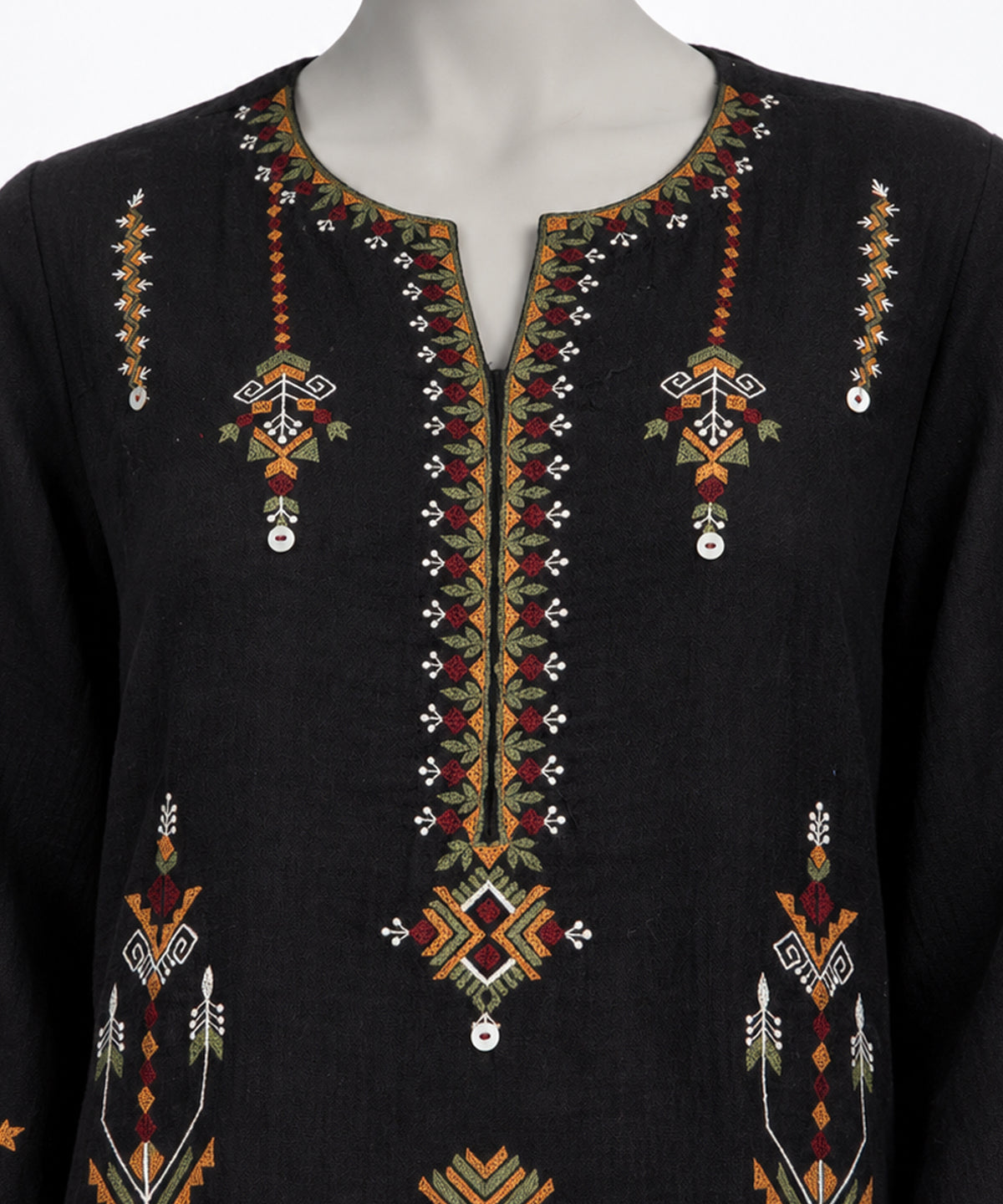 Black Embroidered Double Cloth Co-Ord Set