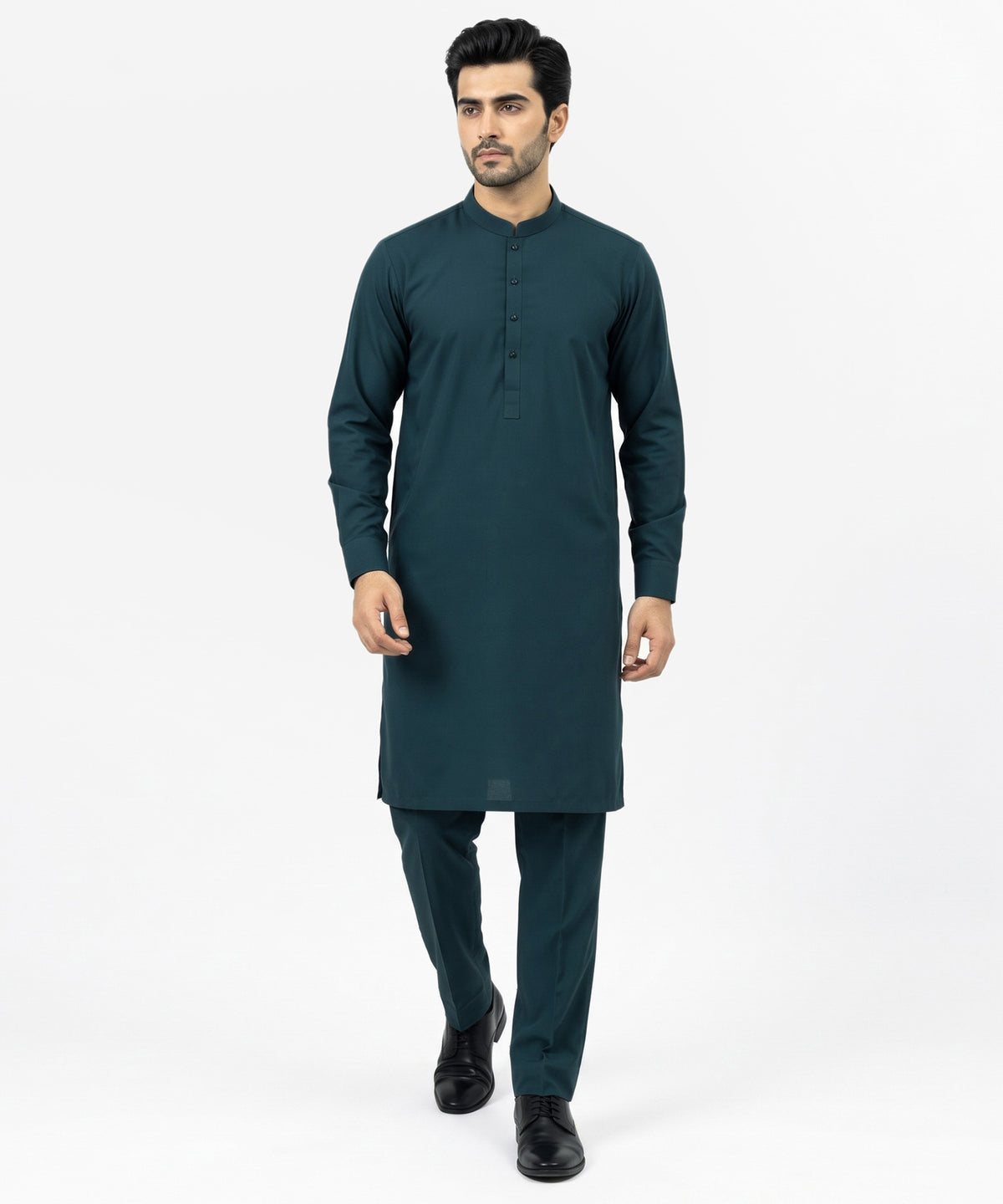 Teal Blue Plain Kurta Trousers