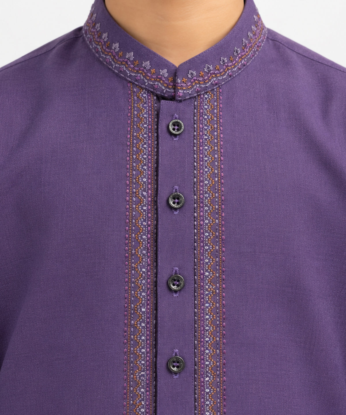 Purple Jacquard Semi-Formal Cotton Kurta