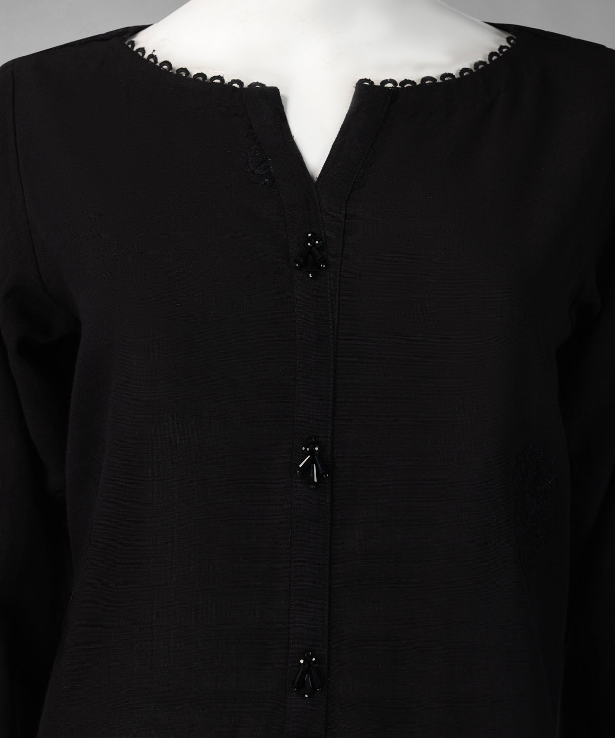 Black Embroidered Khaddar Slub Stitched 3Pc