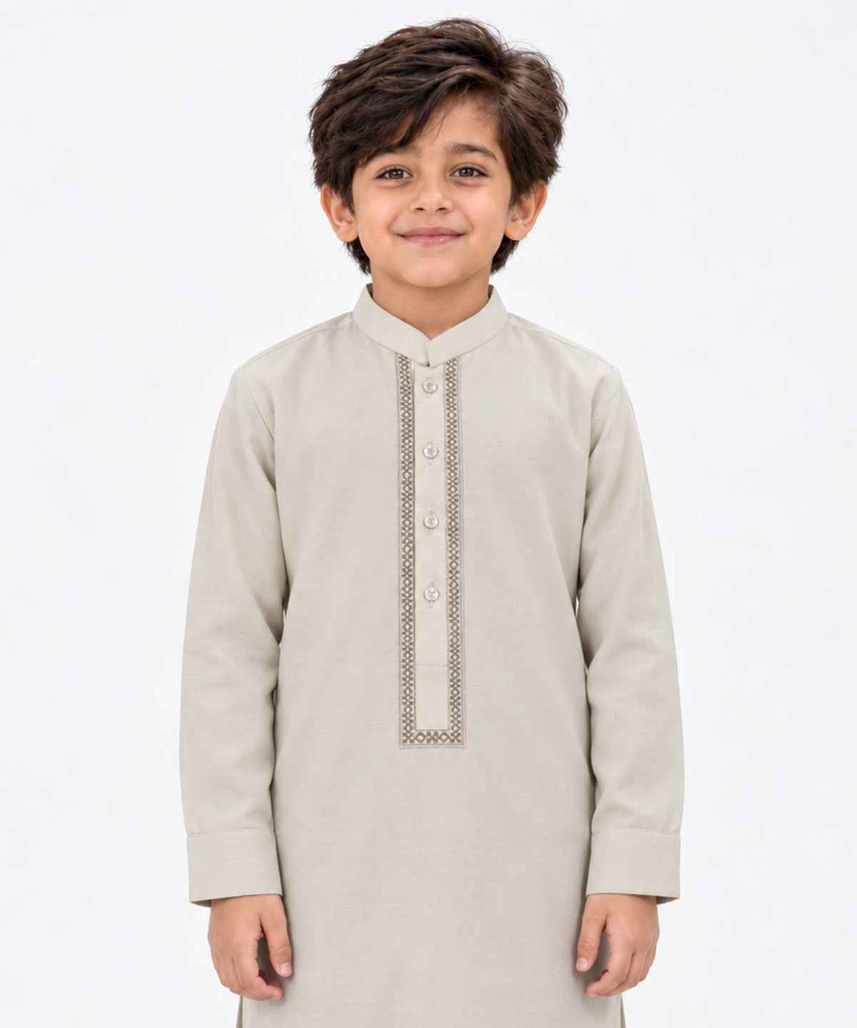 Stone White Semi-Formal Kameez Shalwar