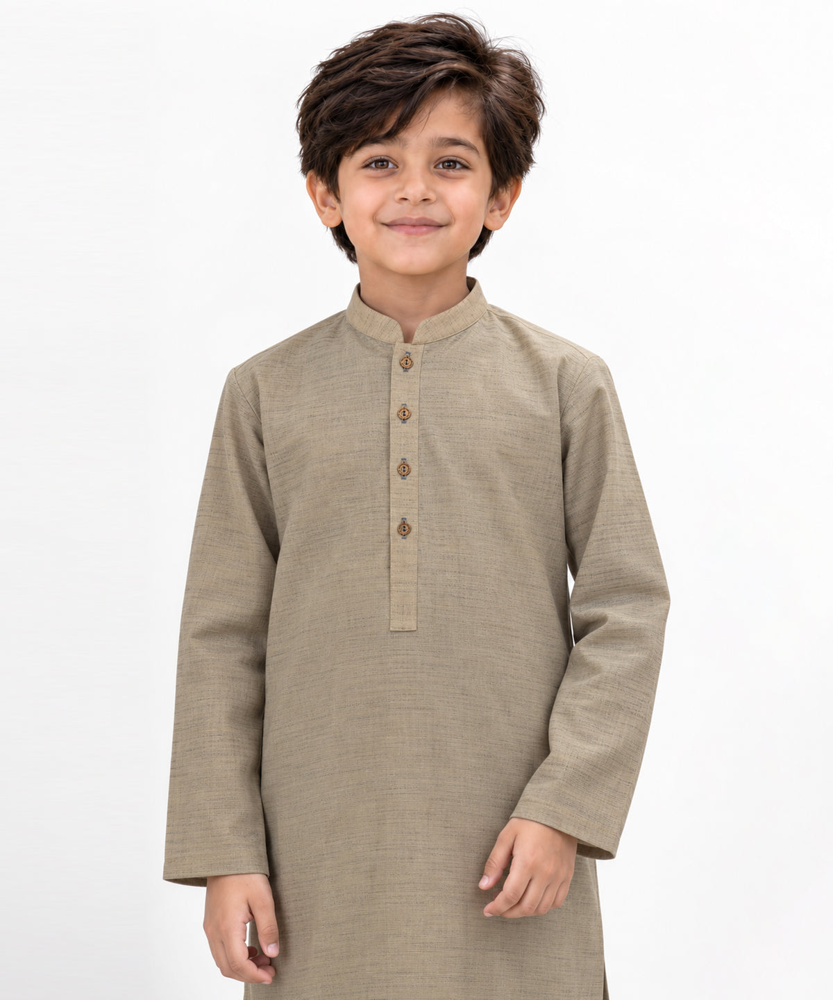 Beige Plain Kameez Shalwar