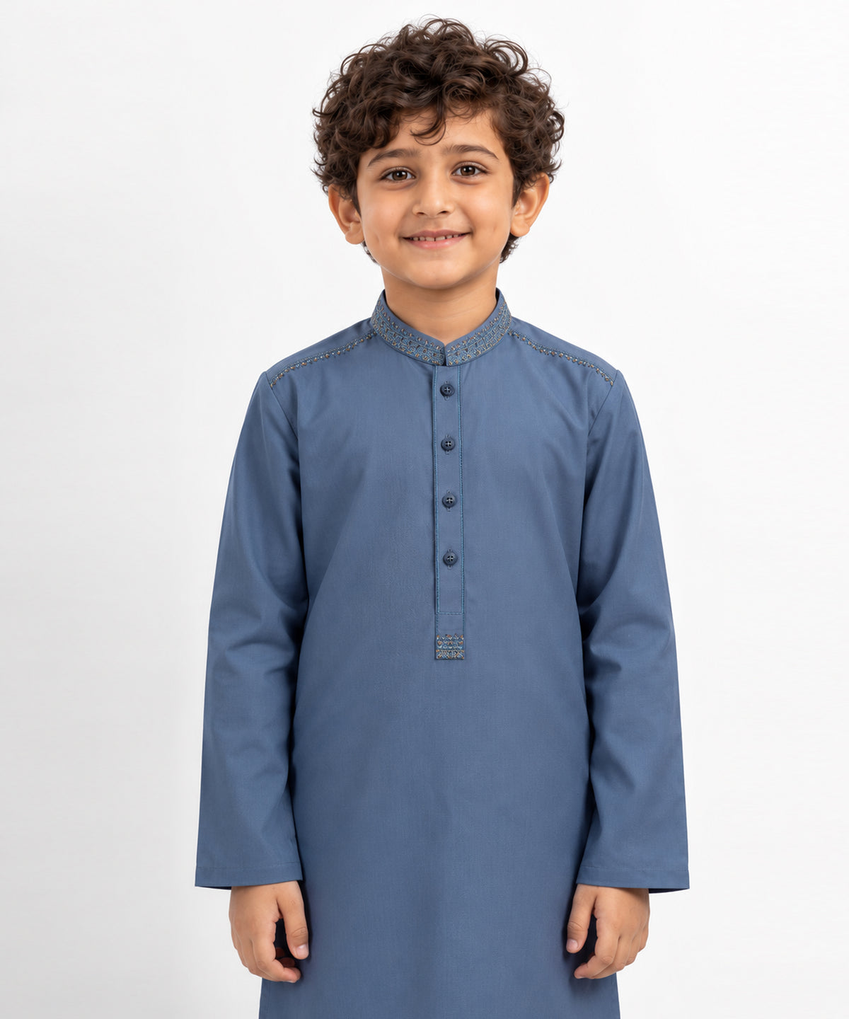Slate Blue Semi-Formal Kameez Shalwar
