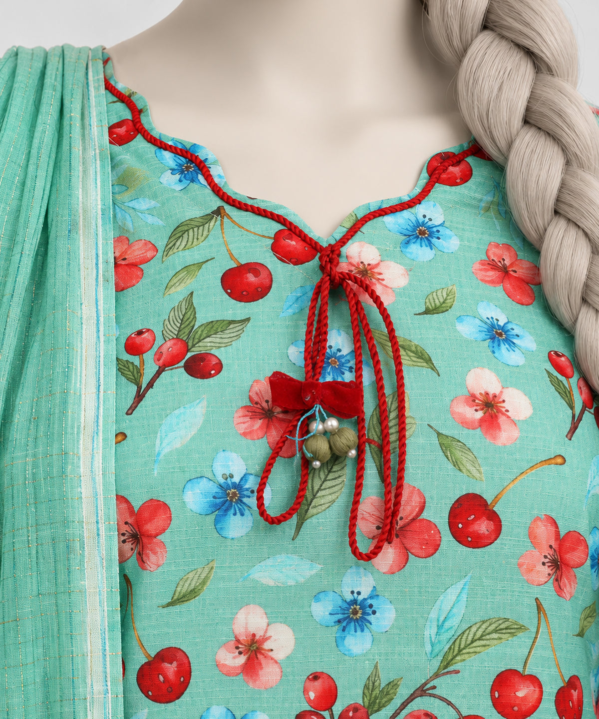 Green Printed Khaddar Slub Stitched 3Pc