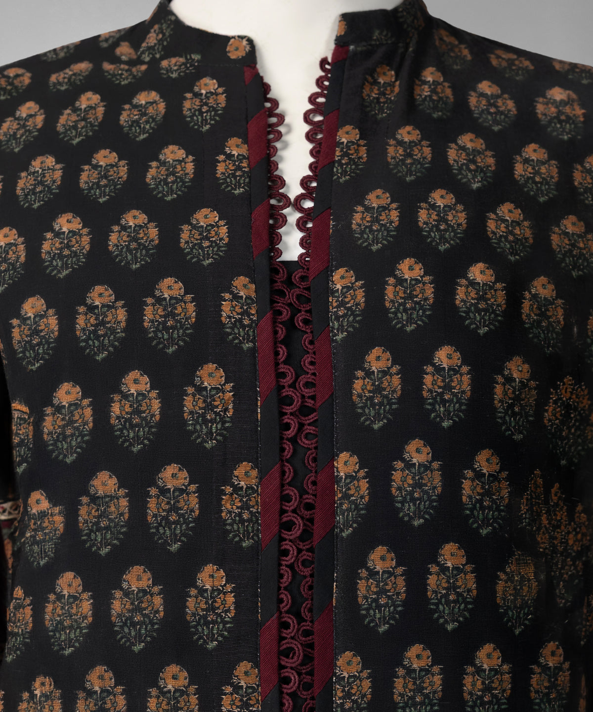 Black Printed Light Khaddar Slub Unstitched 3Pc