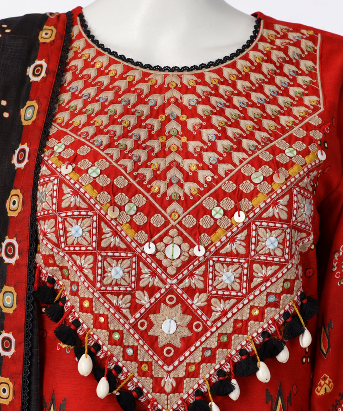 Orange Embroidered Khaddar Slub Stitched 3Pc
