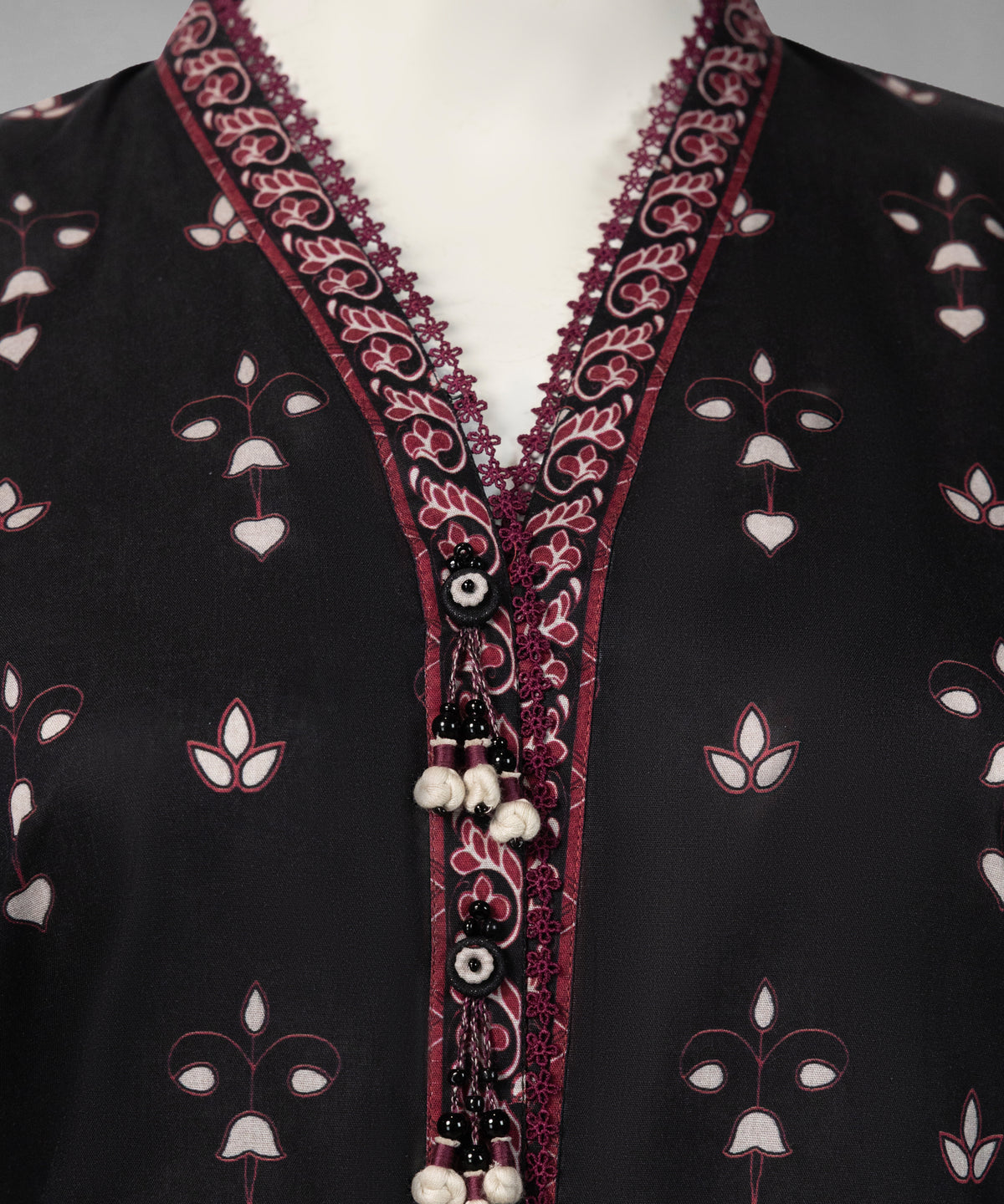 Black Printed Cambric Unstitched 3Pc