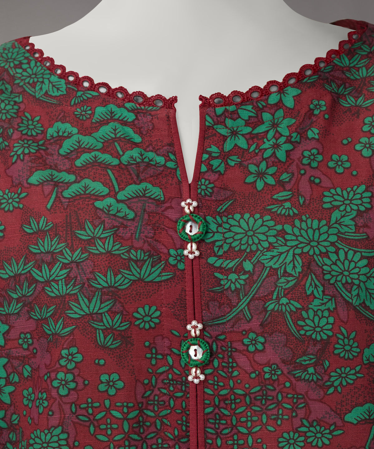 Maroon Printed Khaddar Slub Unstitched 2Pc