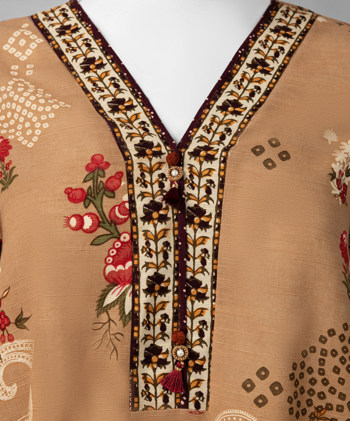 Brown Printed Khaddar Slub Unstitched 3Pc