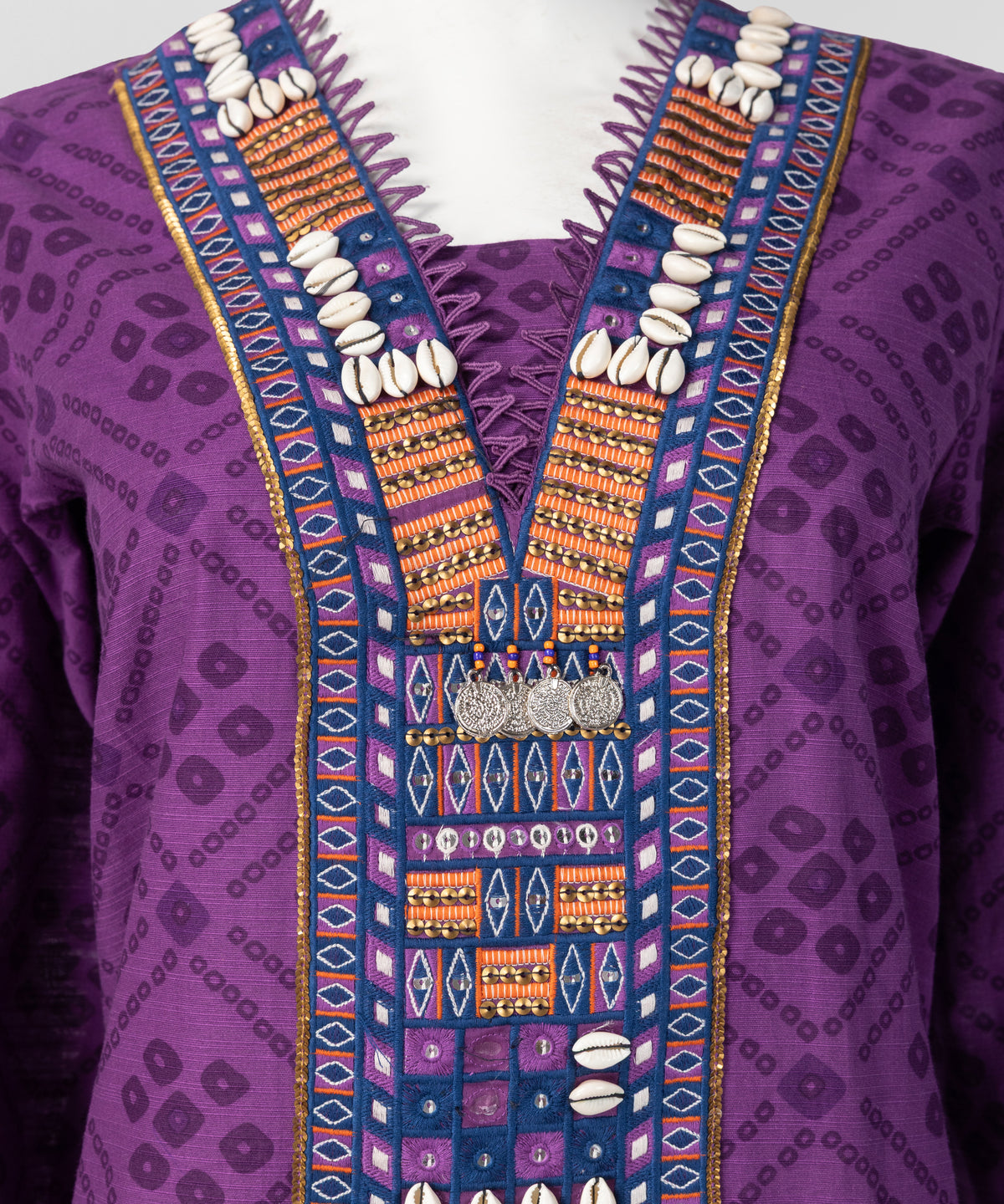 Purple Embroidered Khaddar Slub Stitched 3Pc