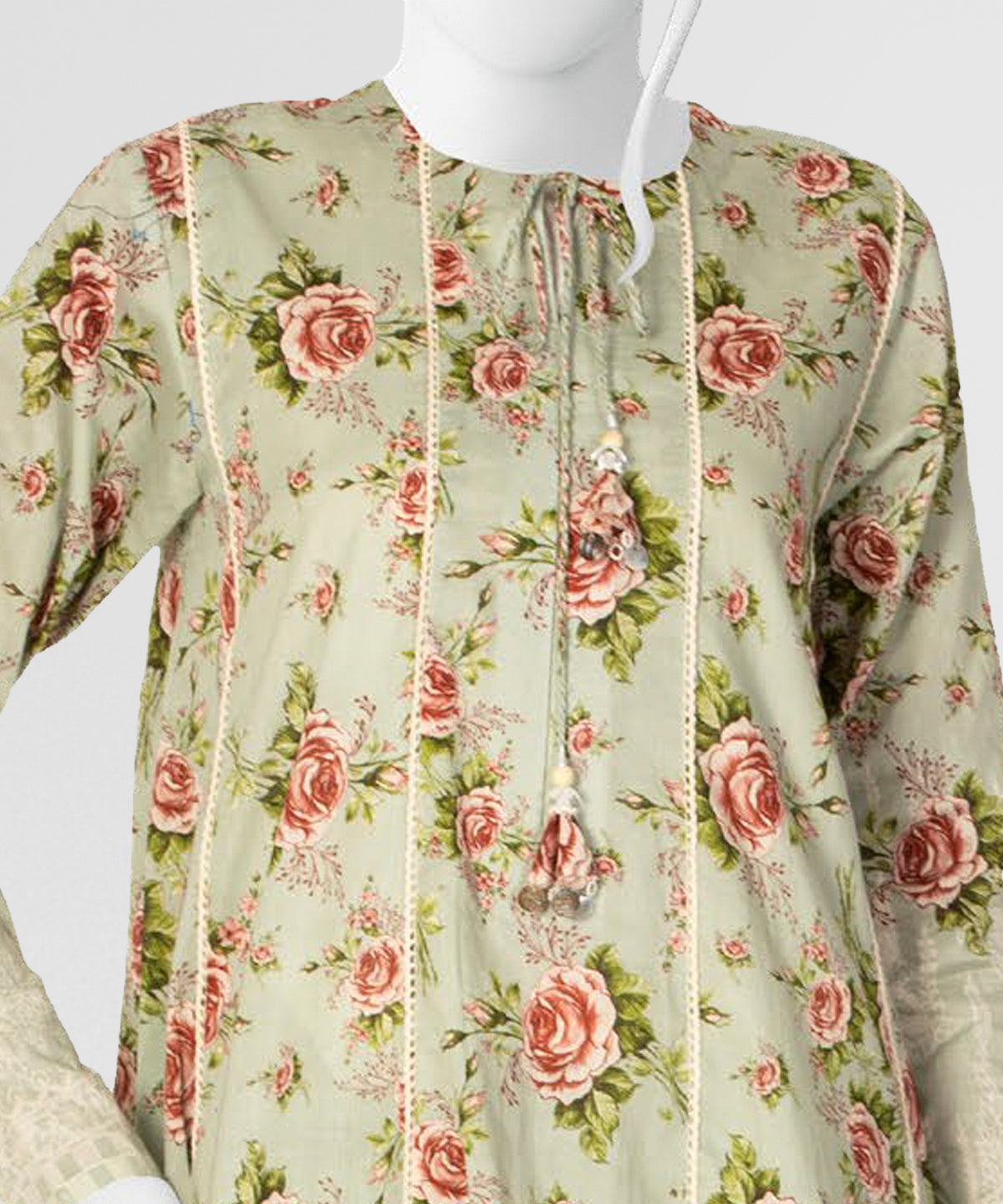 Green Printed Lawn Unstitched 3Pc Close up