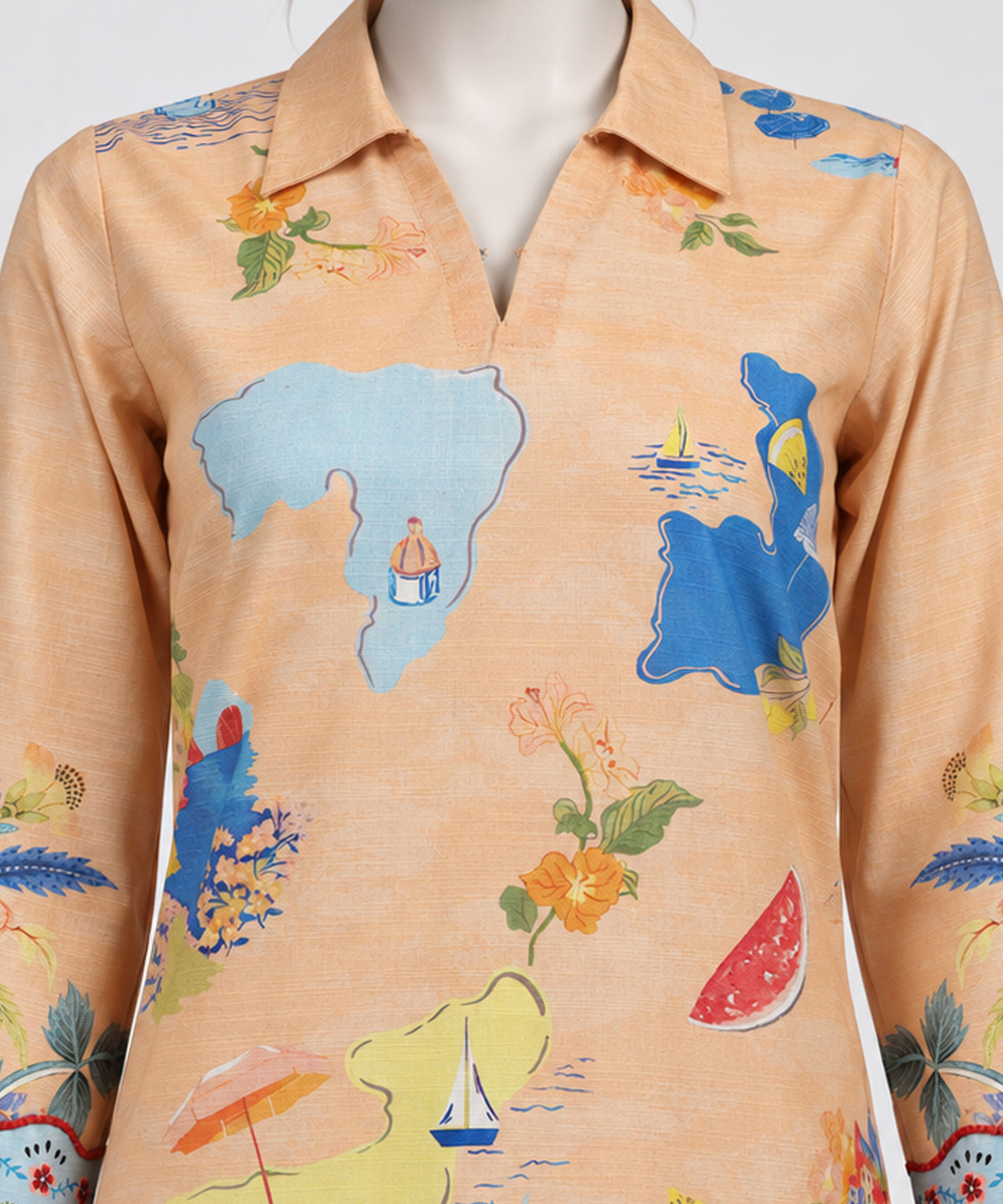Peach Printed Khaddar Stitched 2Pc