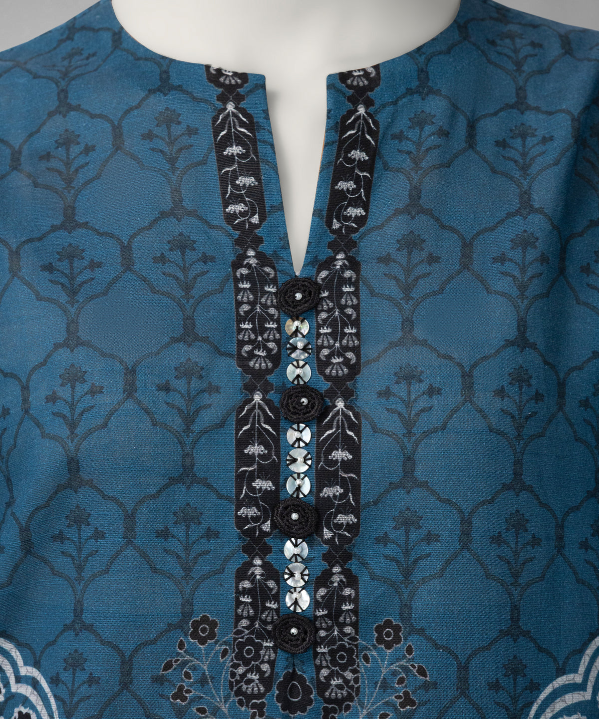 Blue Printed Khaddar Slub Unstitched 3Pc