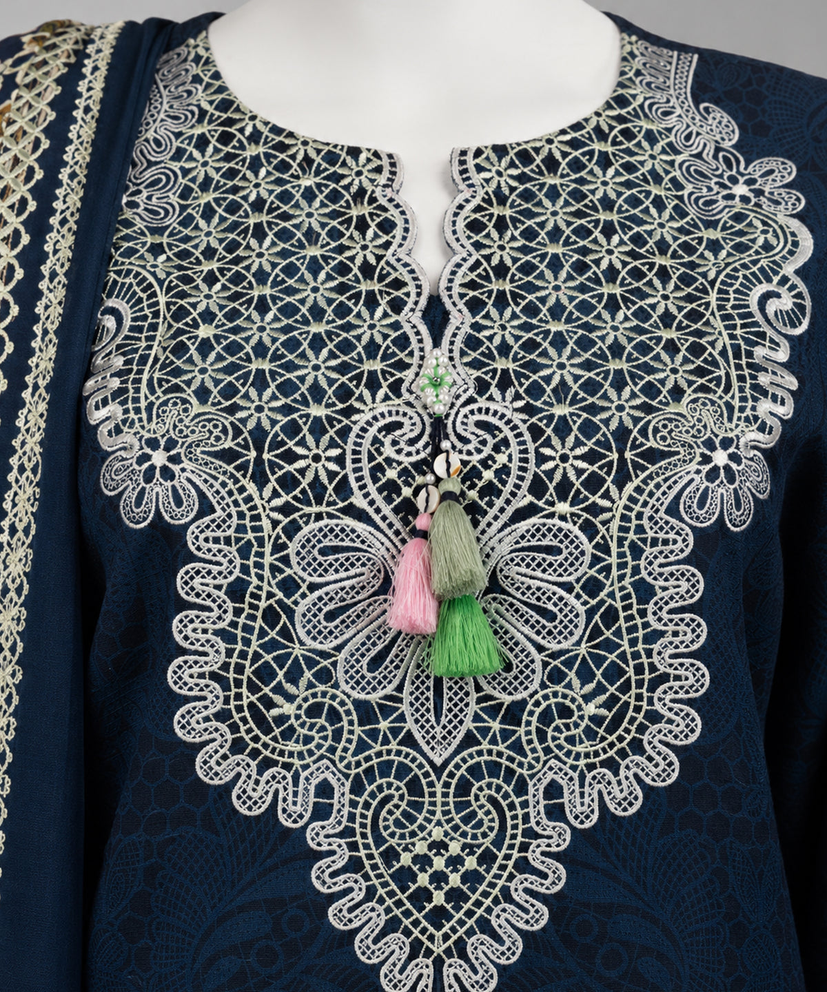 Grey Embroidered Cambric Unstitched 3Pc