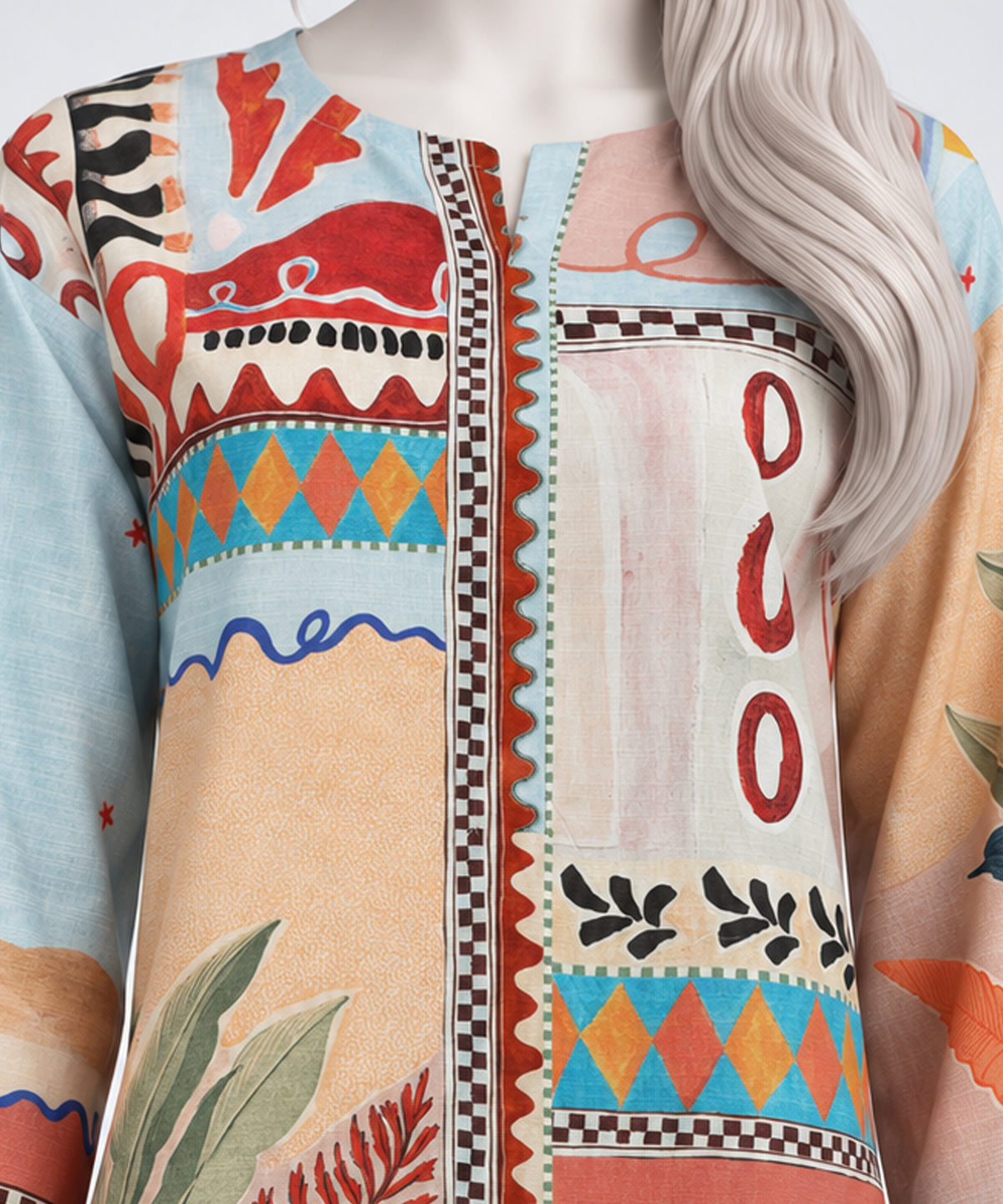 Multicolor Printed Khaddar Stitched 2Pc