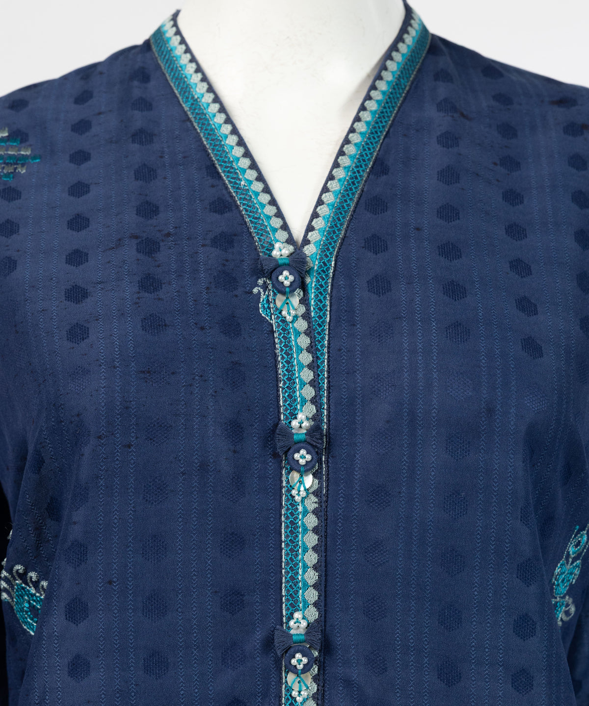 Navy Blue Embroidered Dobby Unstitched 2Pc