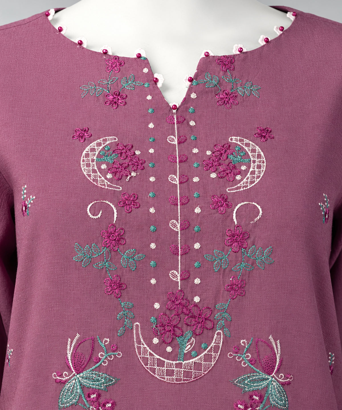 Purple Embroidered Karandi Unstitched 3Pc