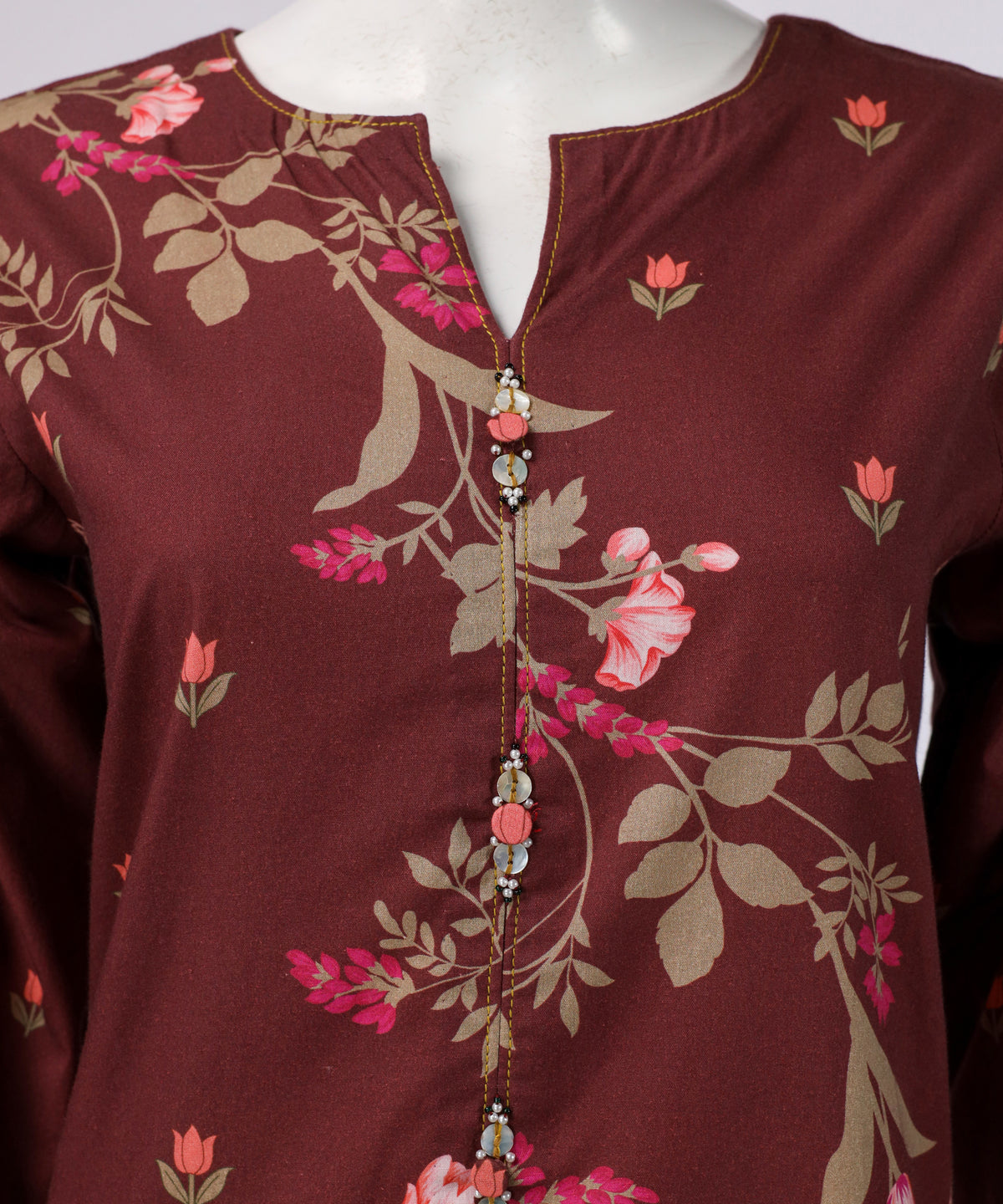 Brown Printed Cambric Co-Ord Set