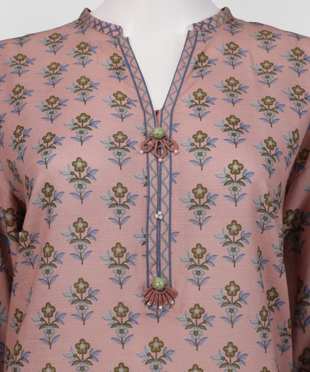 Peach Printed Khaddar Slub Stitched 3Pc