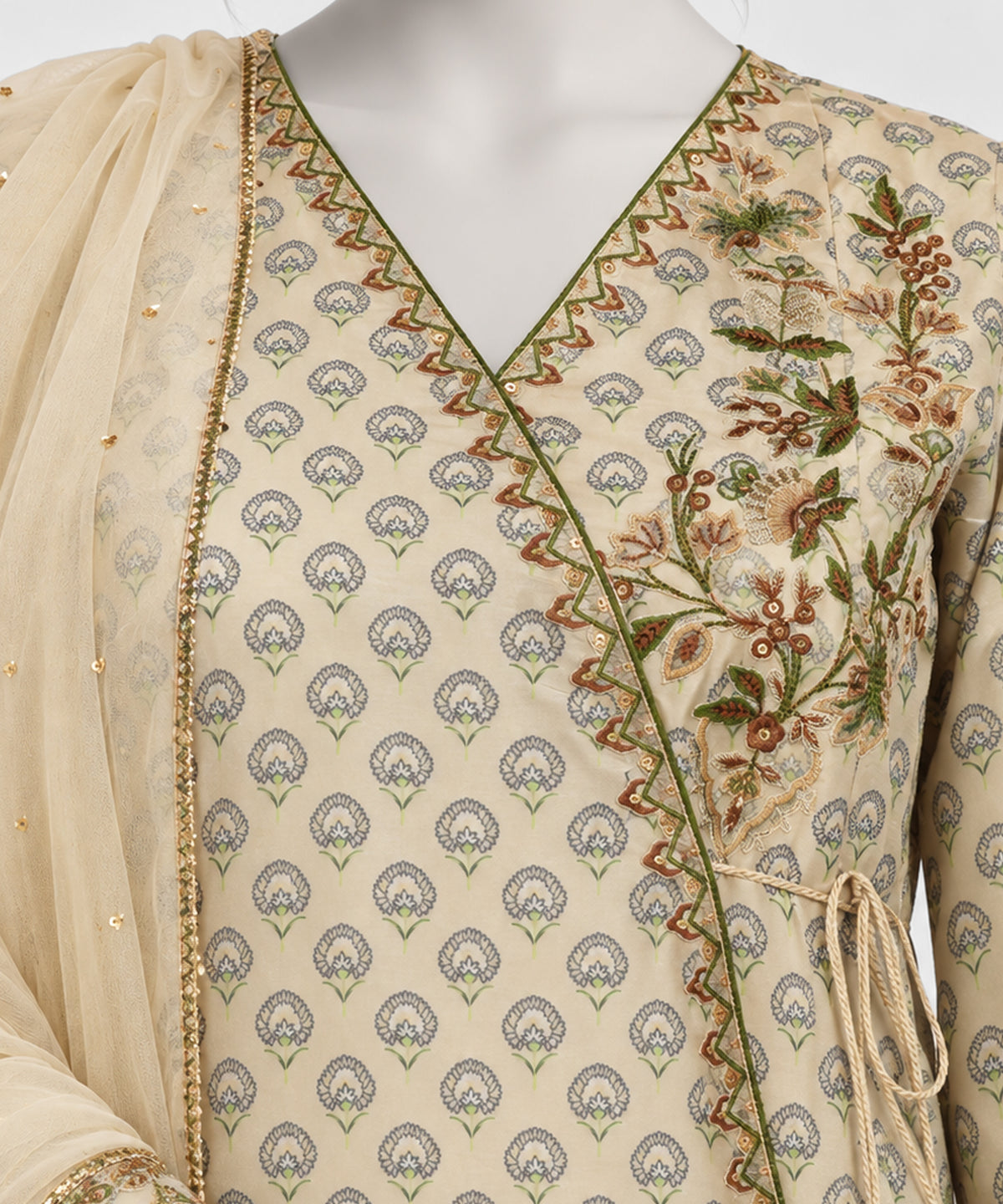 Cream Embroidered Dobby Stitched 3Pc