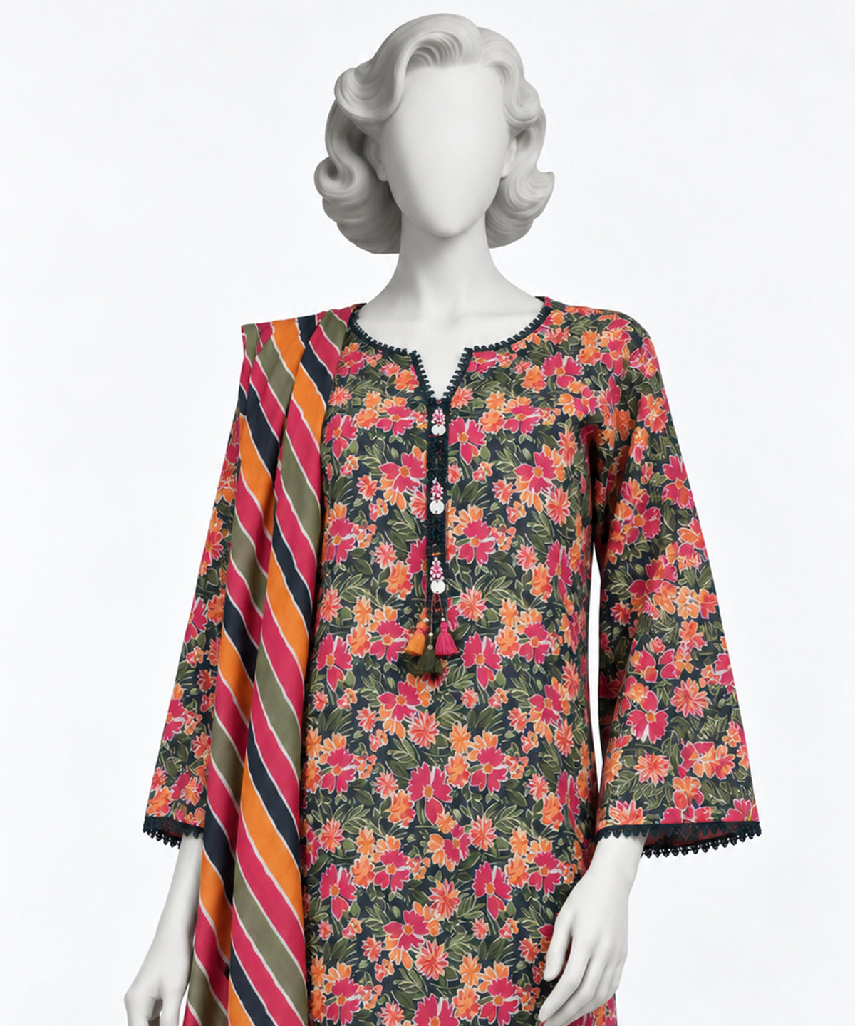 Multicolor Khaddar Slub Printed Stitched 3Pc