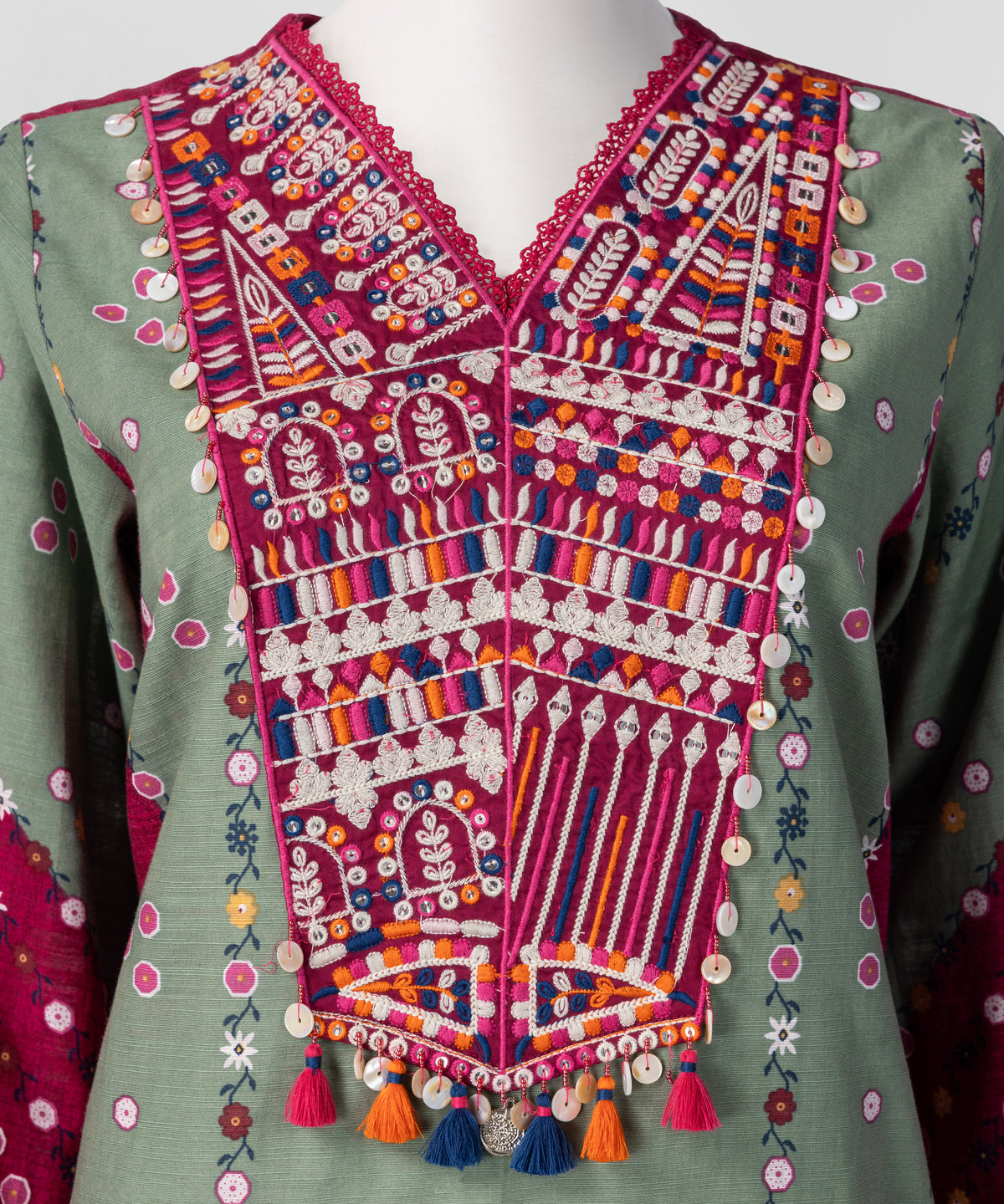 Multicolor Embroidered Khaddar Slub Stitched 3Pc