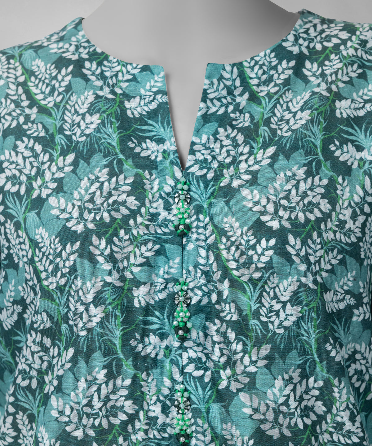 Green Printed Light Khaddar Slub Unstitched 1Pc