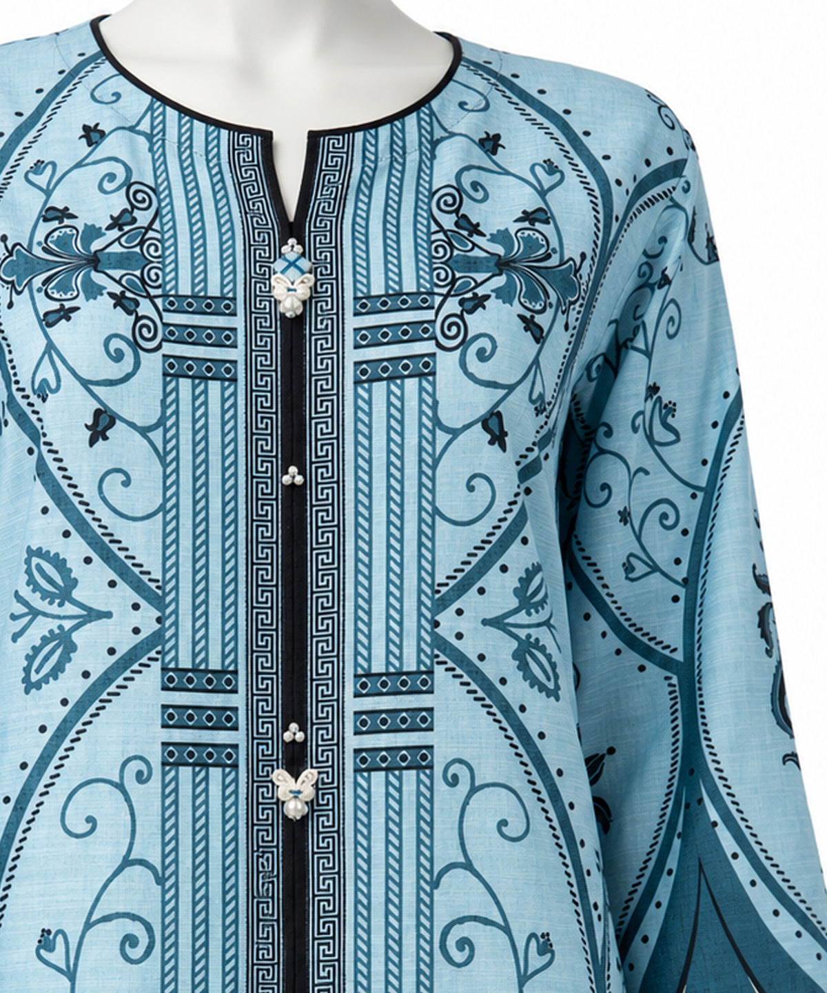 Light Blue Printed Khaddar Slub Co-Ord Set