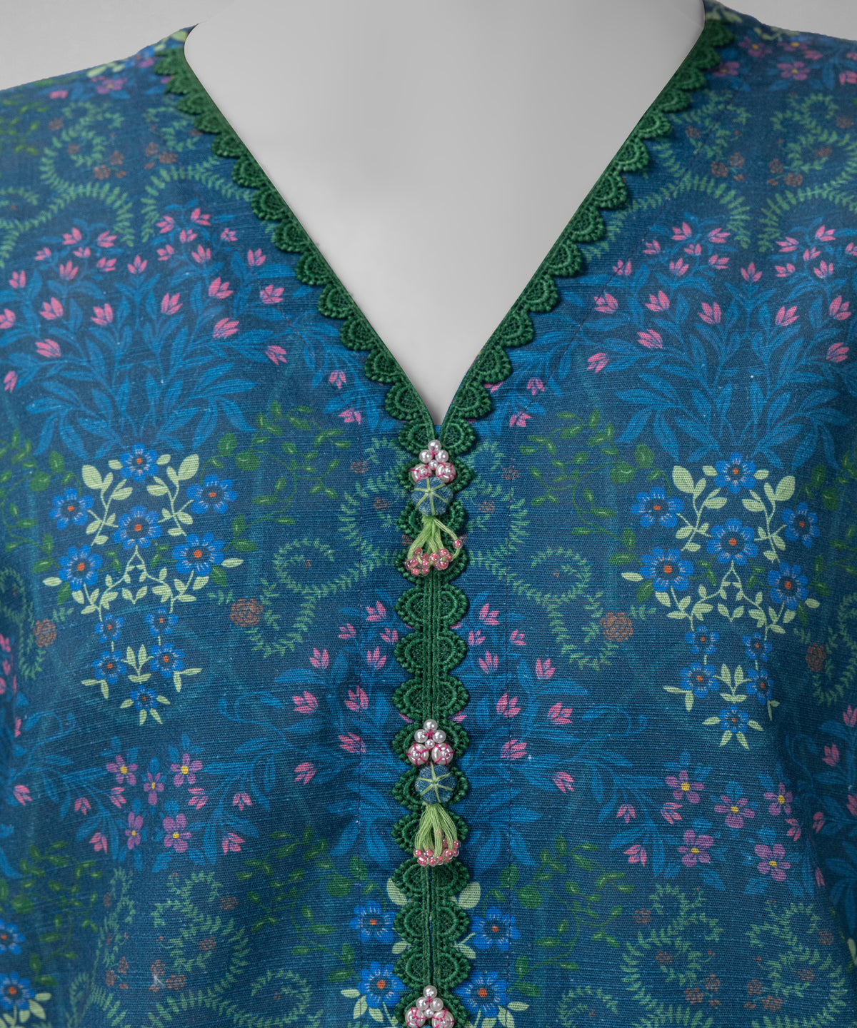 Blue Printed Light Khaddar Slub Unstitched 1Pc
