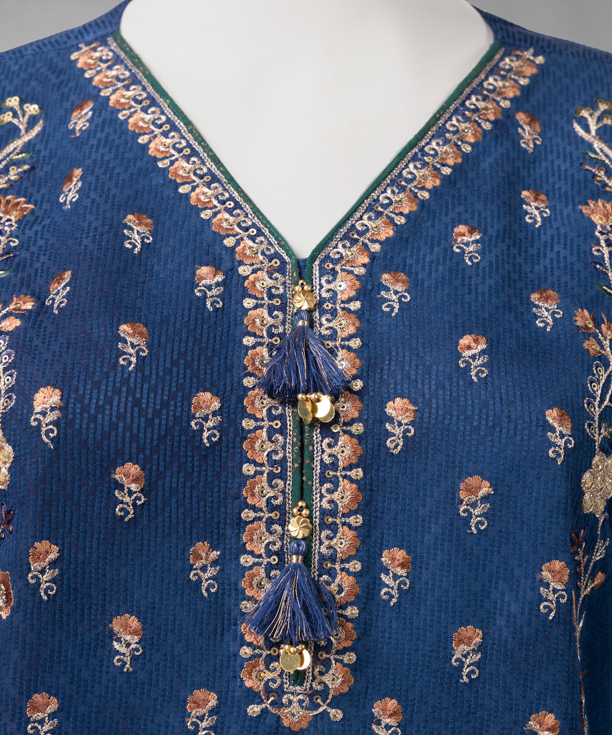 Royal Blue Embroidered Dobby Unstitched 3Pc
