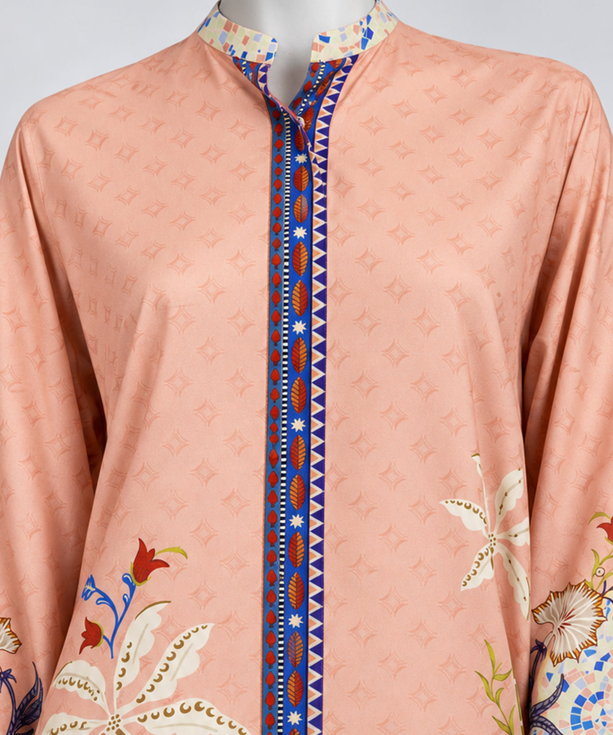 Peach Printed Viscose Linen Co-Ord Set