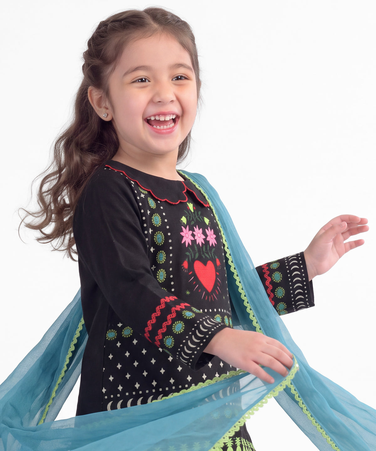 Black Printed Khaddar Stitched 3Pc