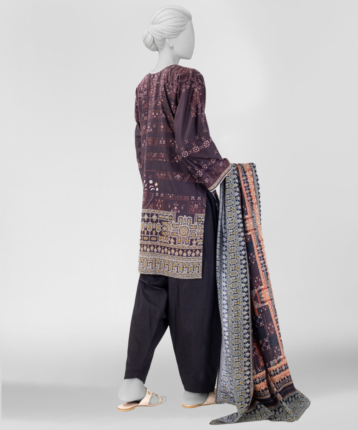 Multicolor Printed Lawn Unstitched 3Pc Back