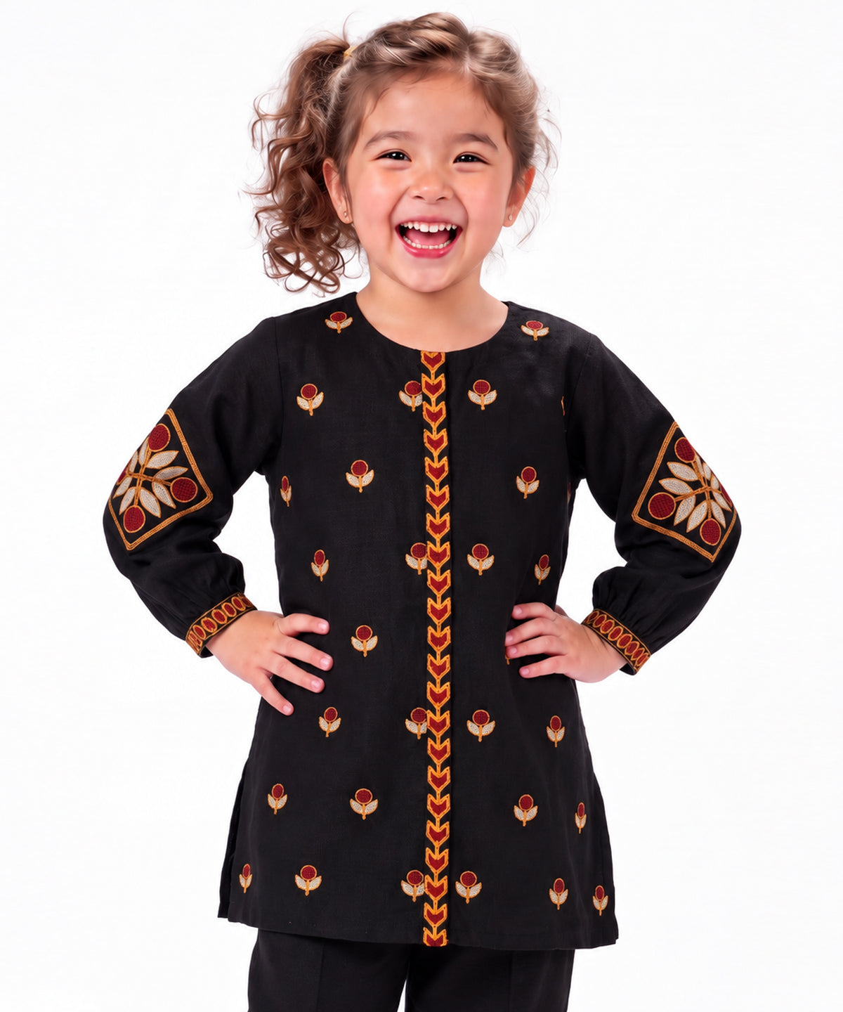 Black Embroidered Dobby Stitched 2Pc