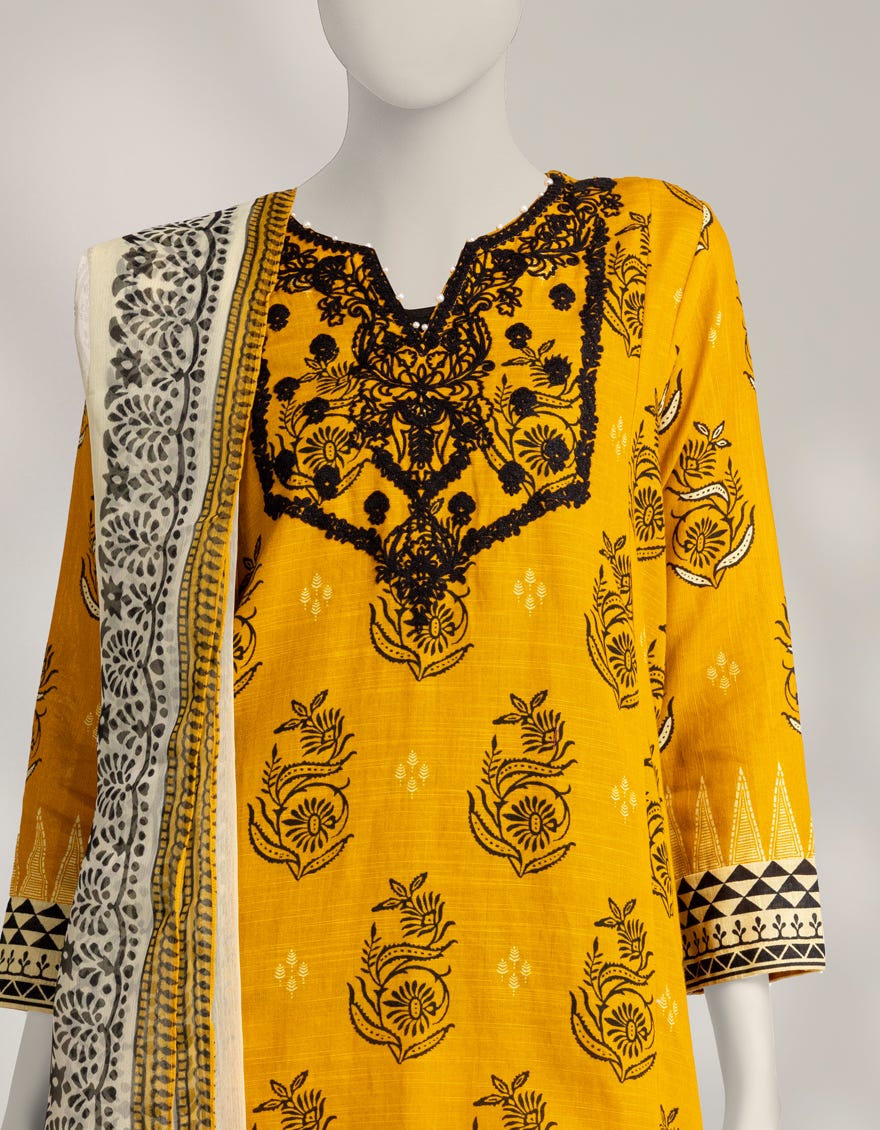MULTICOLOR CAMBRIC EMBROIDERED UNSTITCHED 3PC