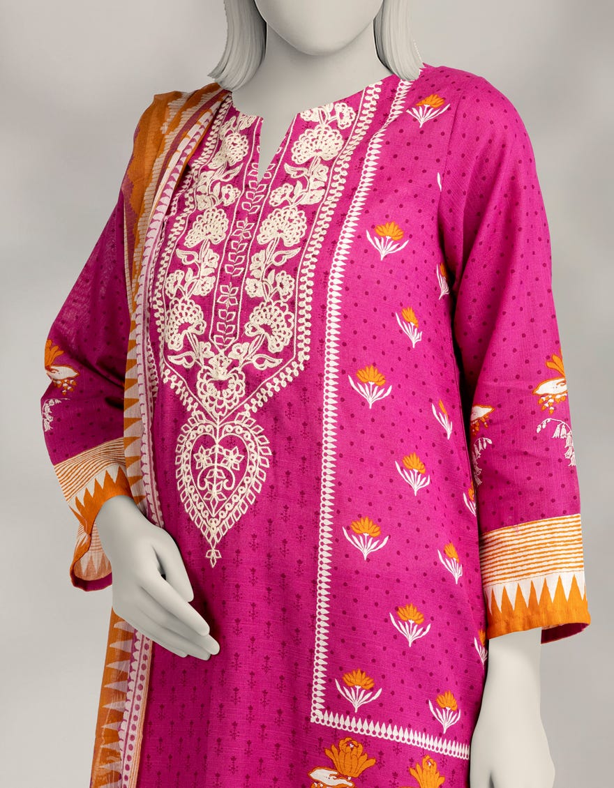 PURPLE CAMBRIC EMBROIDERED 3PC STITCHED