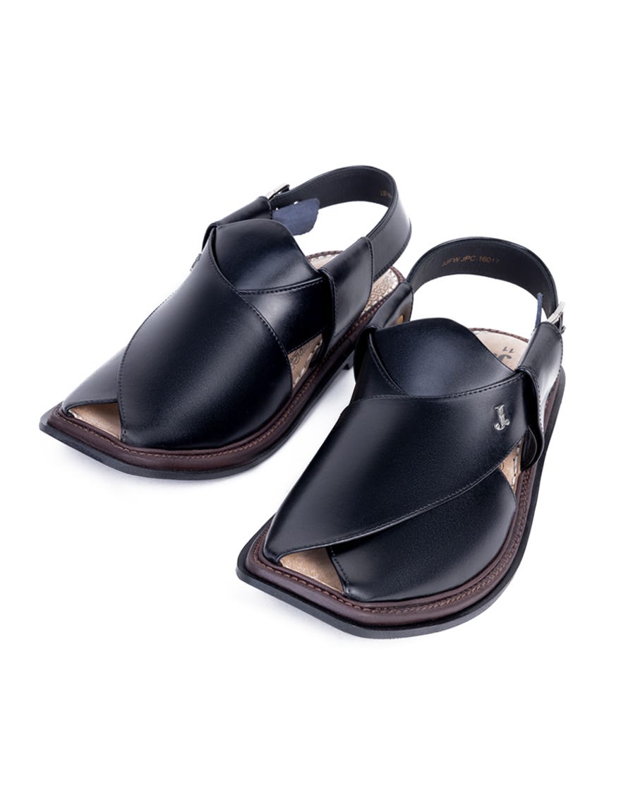 Black Trendy Peshawari Chapplal | Jjfw-Jpc-16017