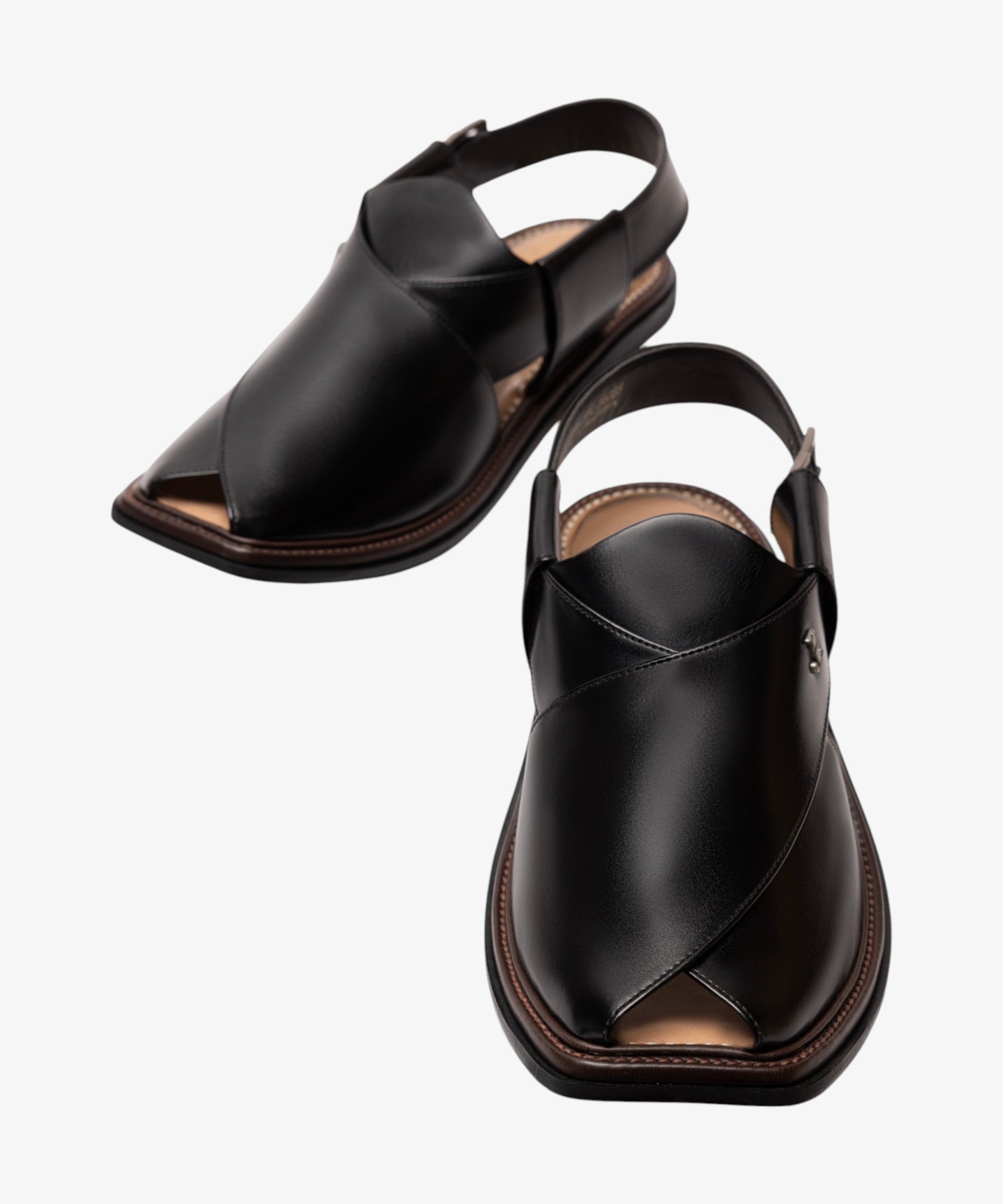 Black Plain Peshawari Sandals