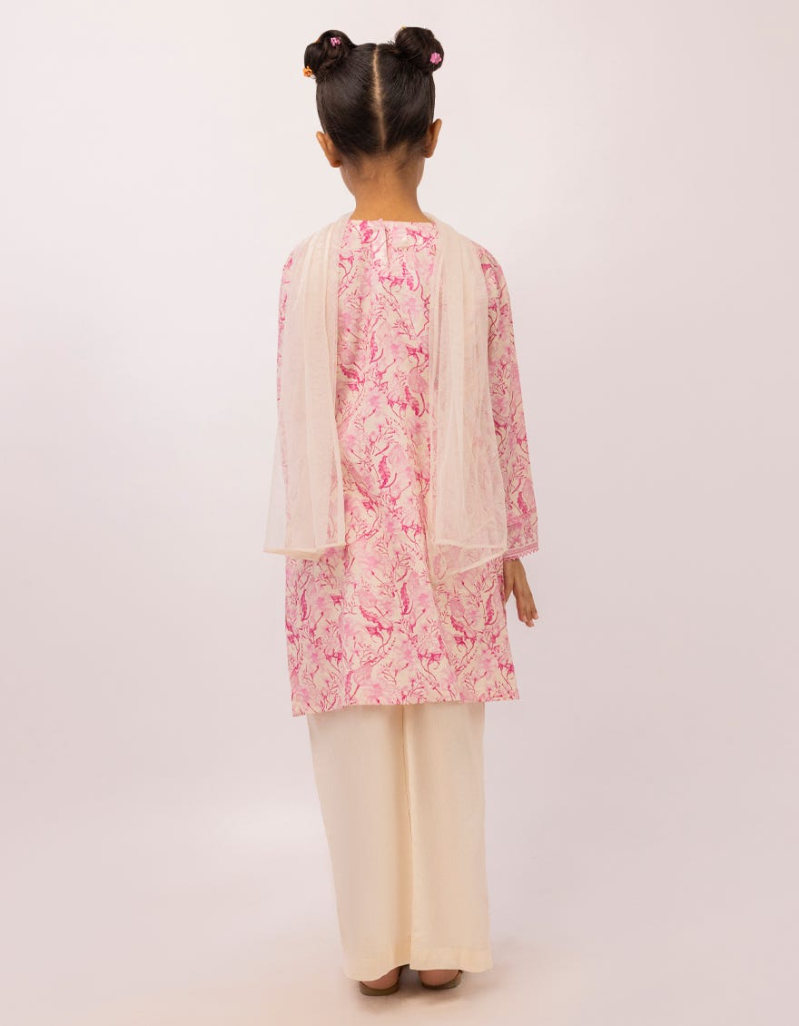 PINK DOBBY EMBROIDERED 3PC STITCHED