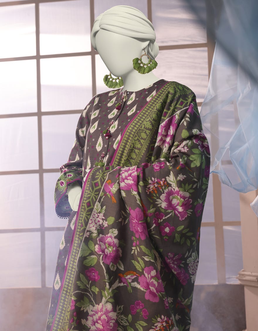 MULTICOLOR KHADDAR PRINTED UNSTITCHED 3PC