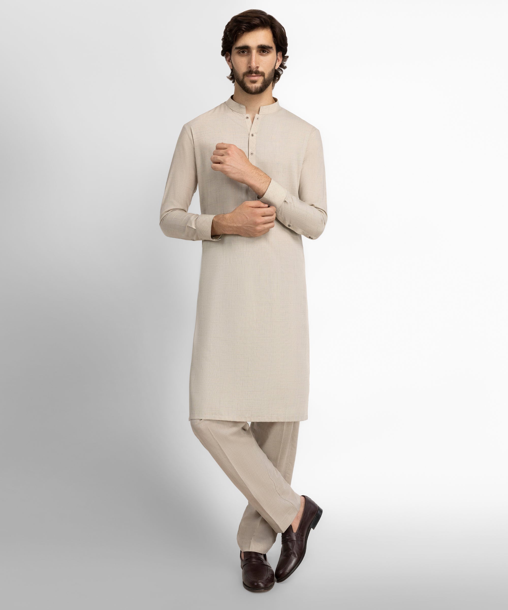 Fawn Casual Kurta Trousers