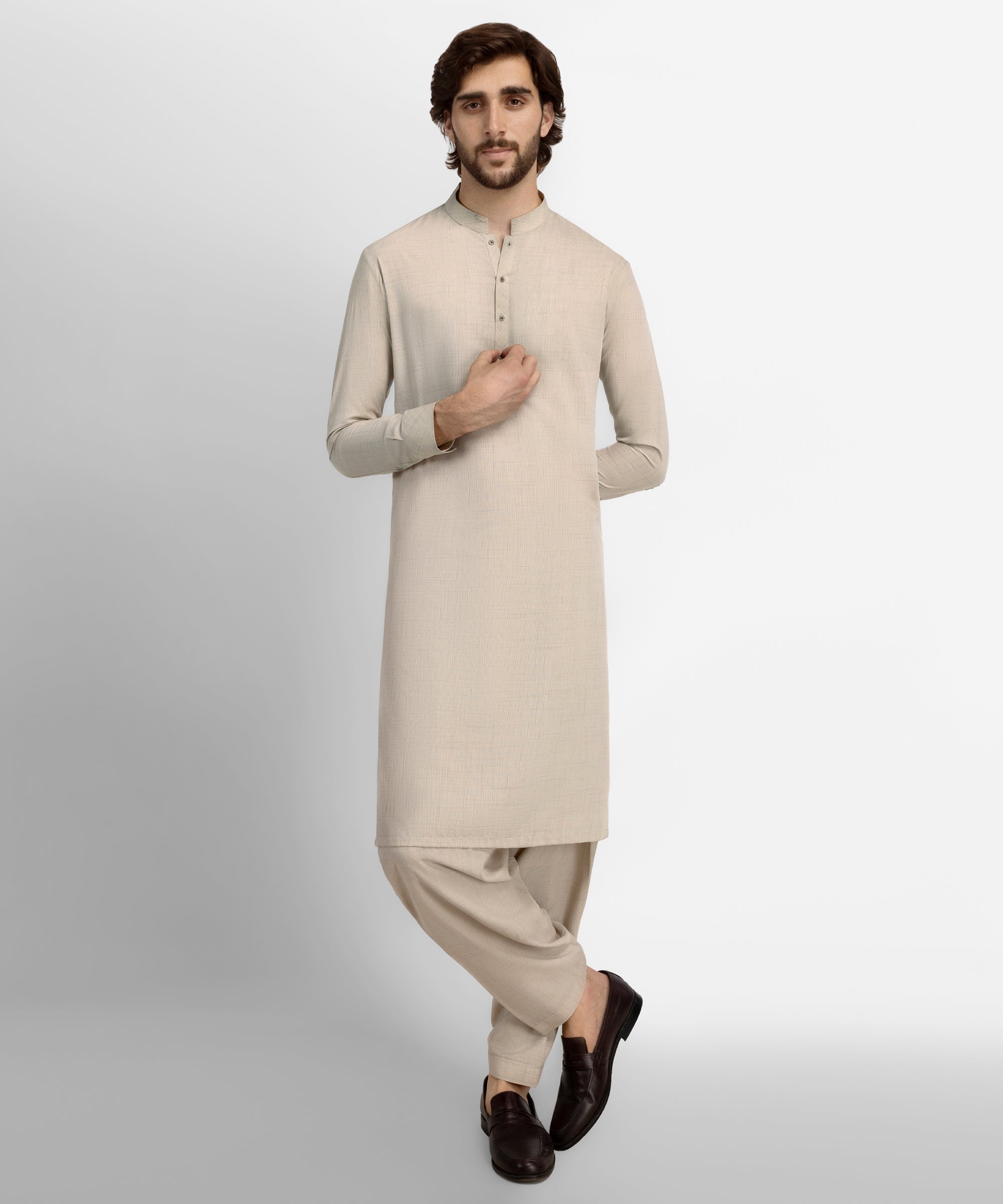 Fawn Casual Kameez Shalwar